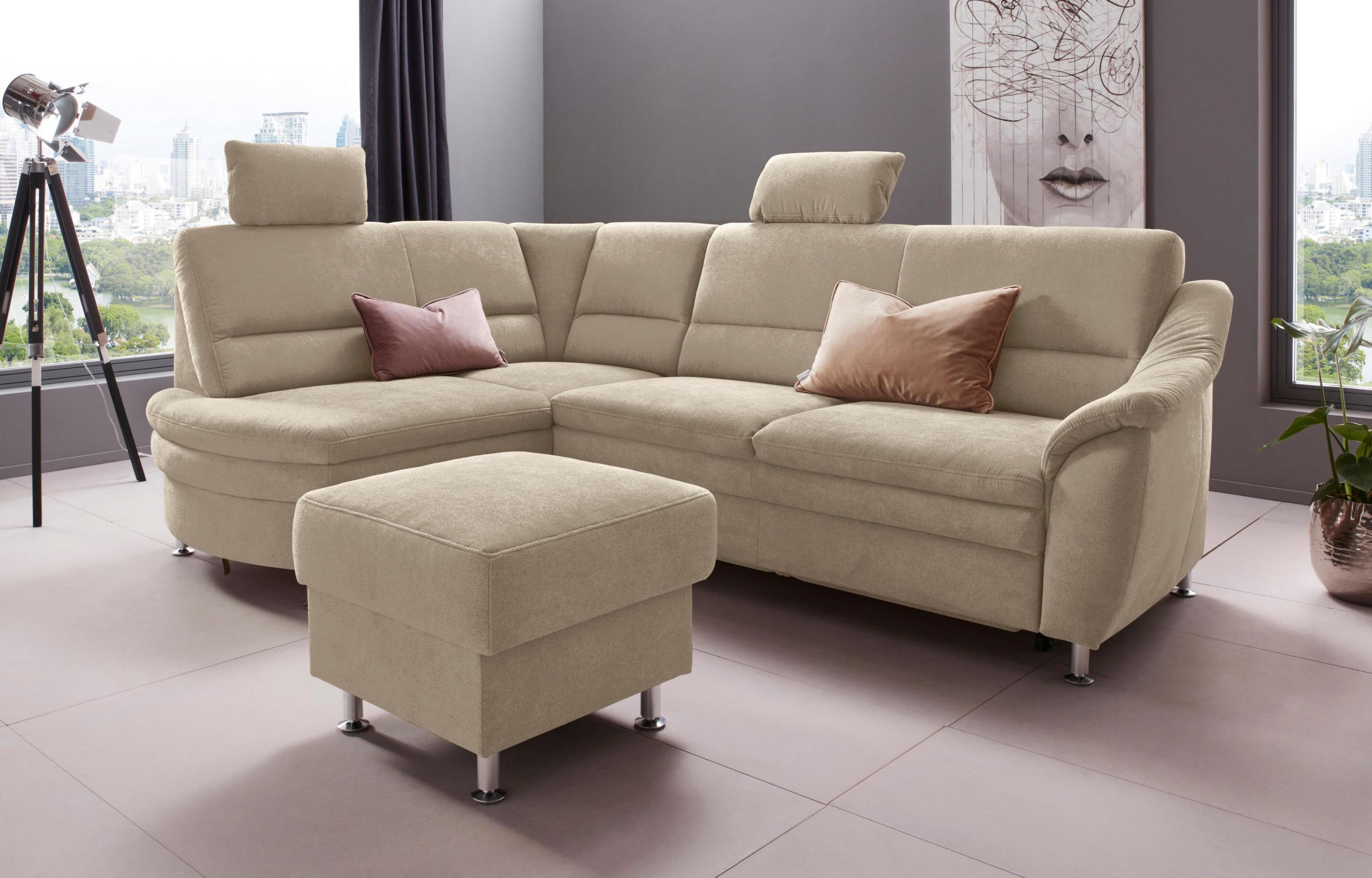 HOME AFFAIRE Ecksofa Cardoso L-Form Beige mit Bettkasten