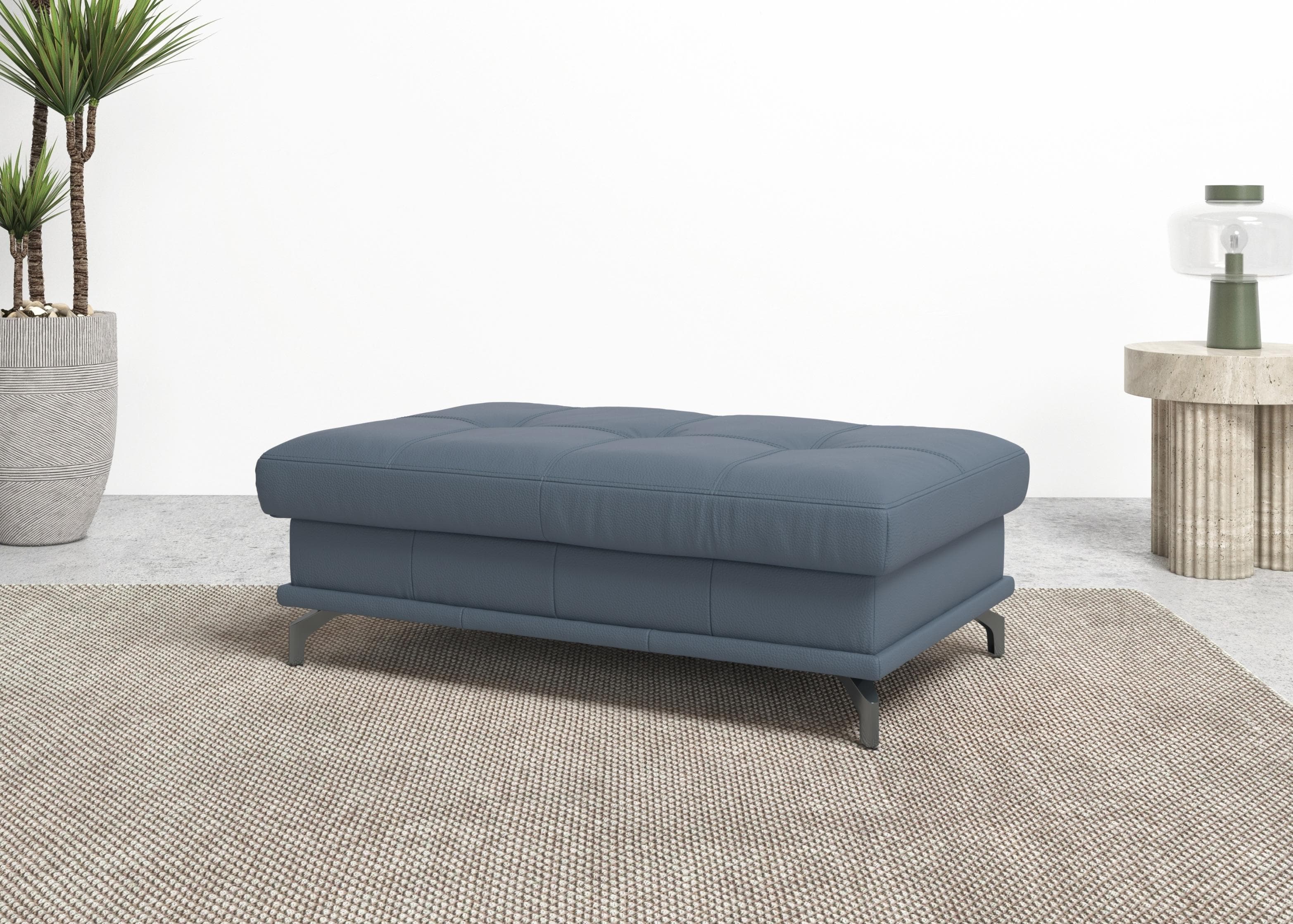 OTTO HOME Polsterhocker Costello Grau Blau Luxus-Microfaser