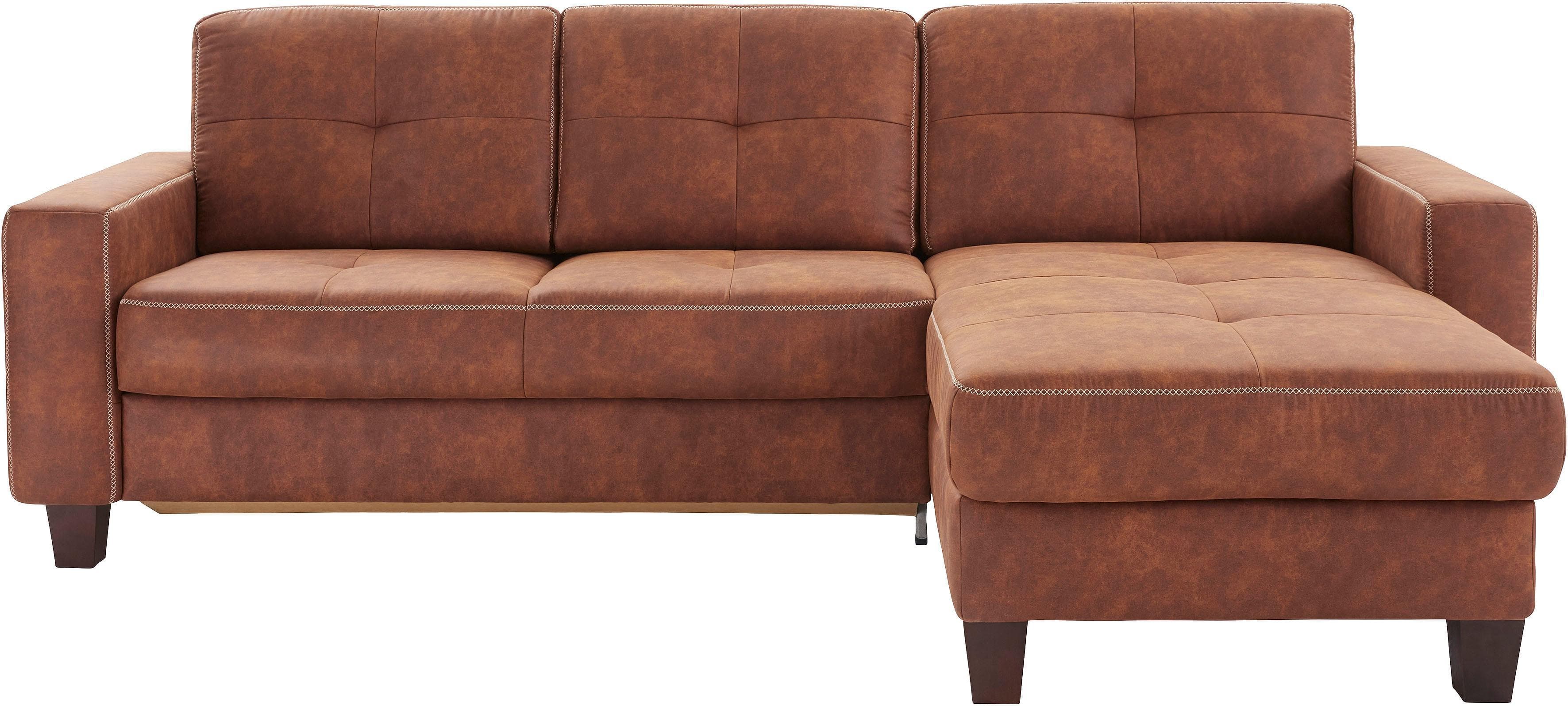 Home Affaire Ecksofa Varese Cognac Luxus-Microfaser mit Recamiere