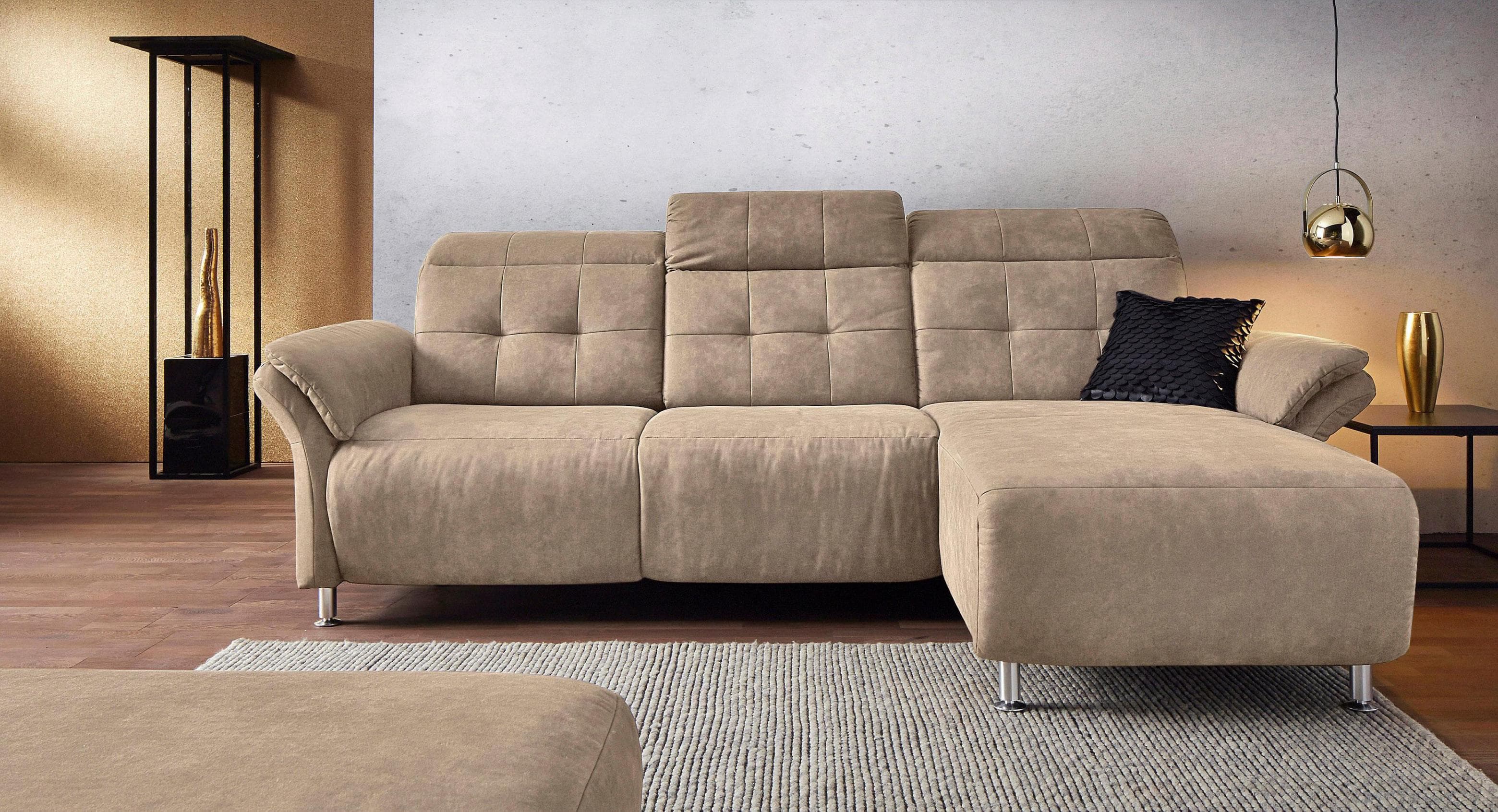 Modernes Ecksofa in Beige aus Kunstleder und Polyester