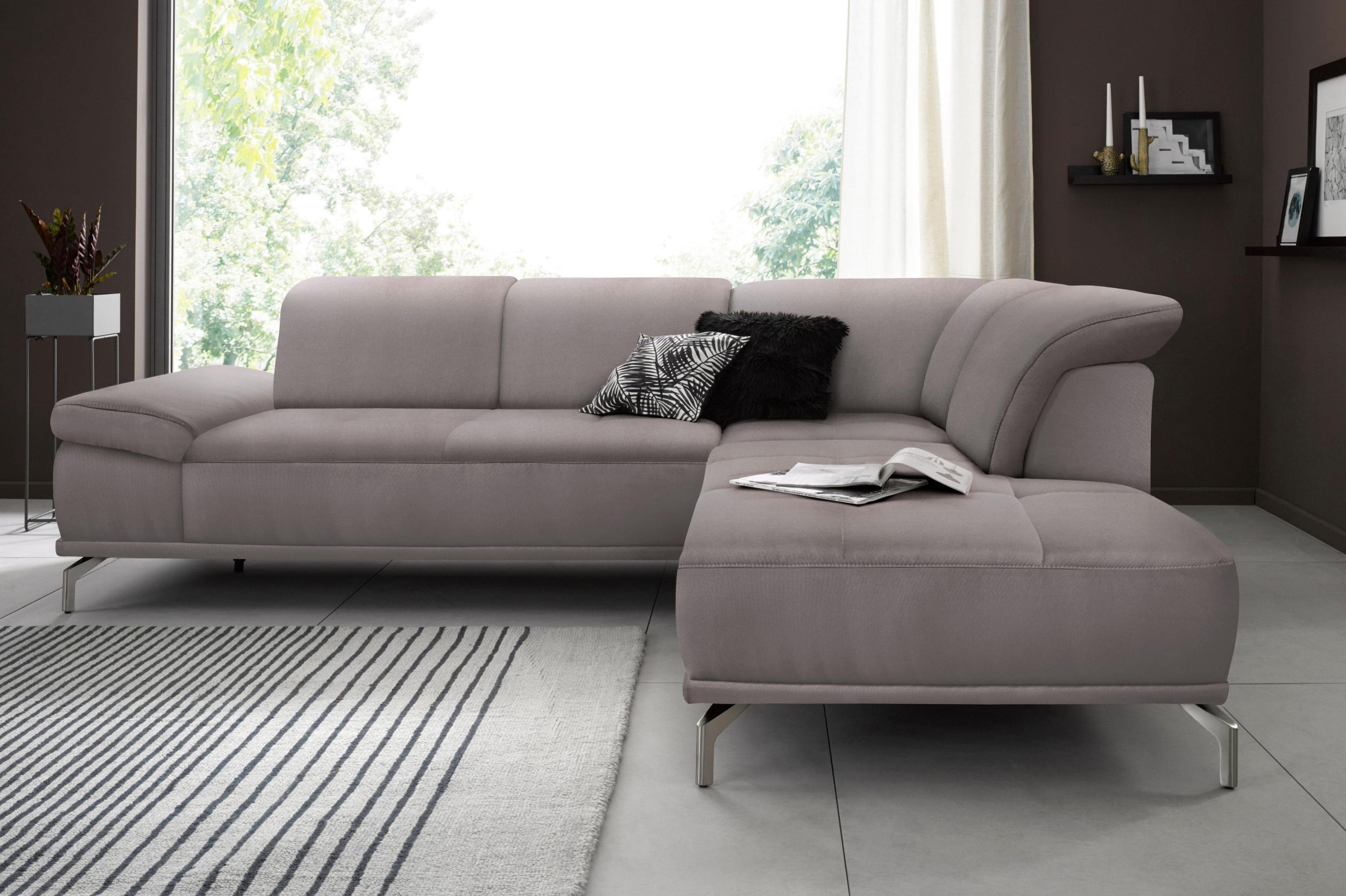 HOME AFFAIRE Caluna Ecksofa hellgrau mit Sitztiefenverstellung
