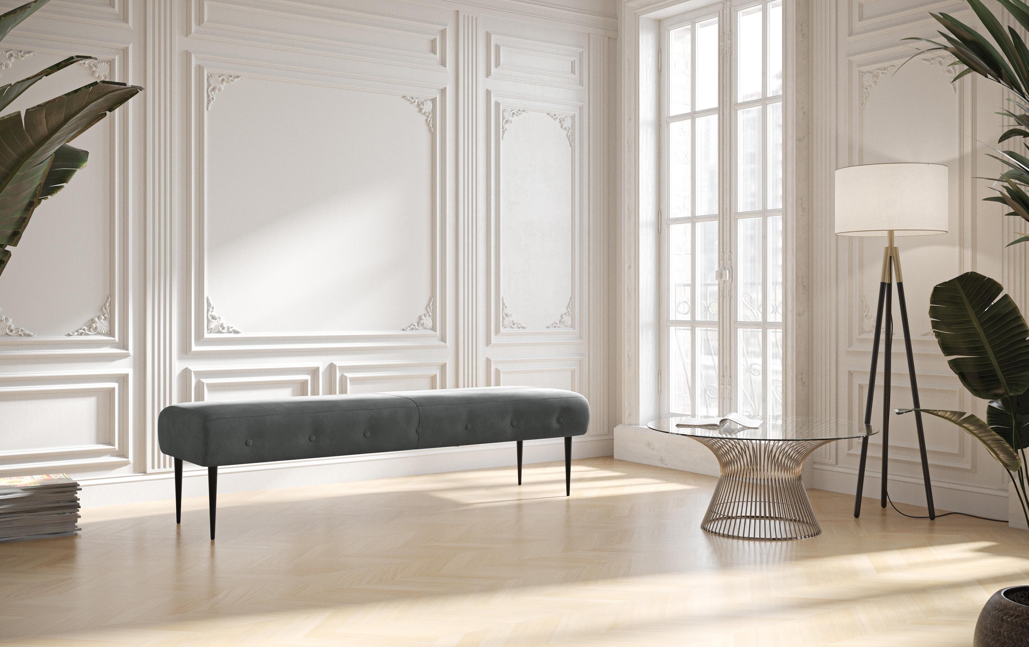 HOME AFFAIRE Amber 3-Sitzer Sofa Grau Polyester Knopfheftung