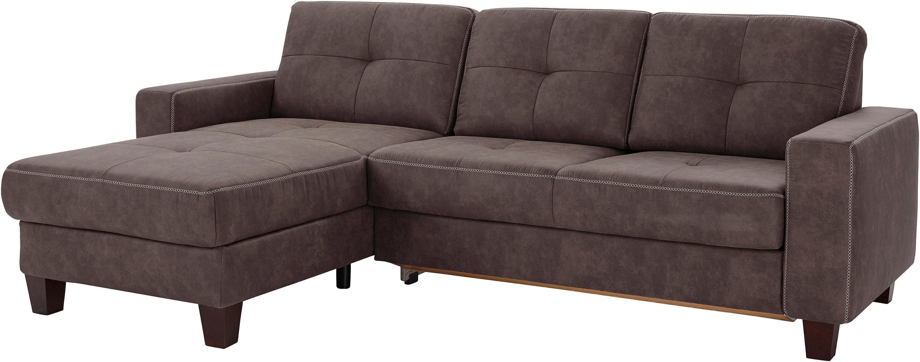 HOME AFFAIRE Ecksofa Varese Braun Microfaser mit Bettfunktion