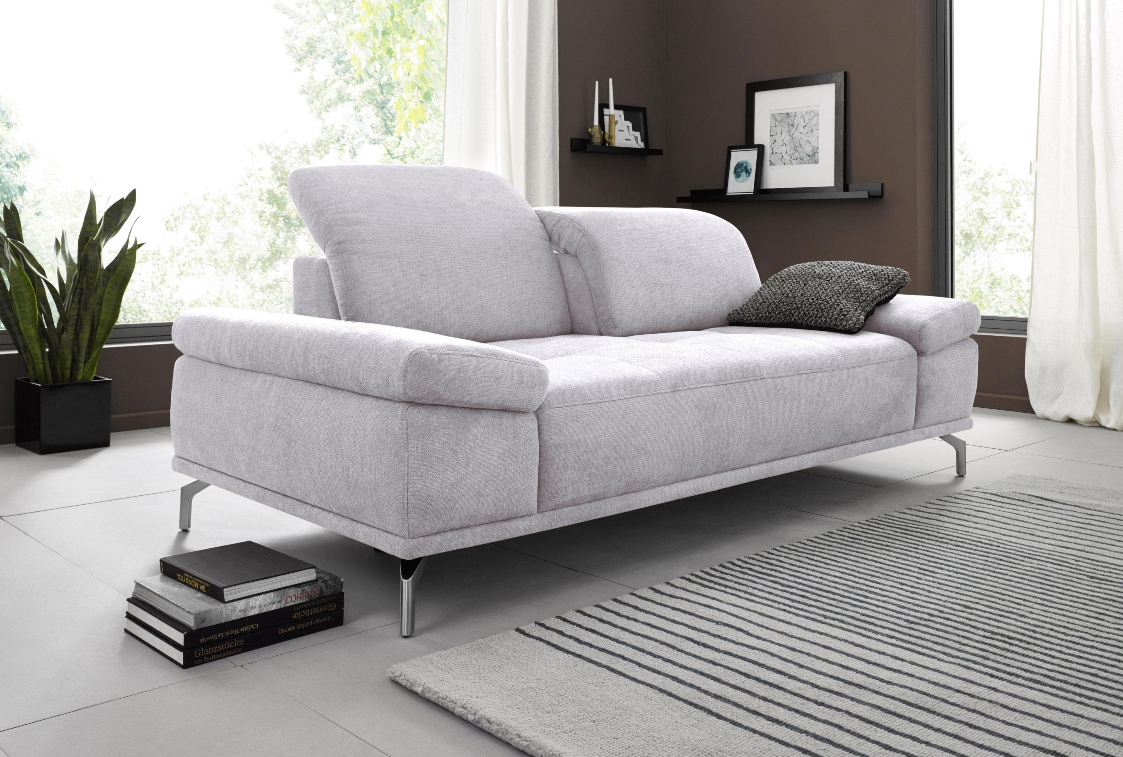 Home Affaire Caluna 3-Sitzer Sofa Silber Microfaser mit Verstellfunktion