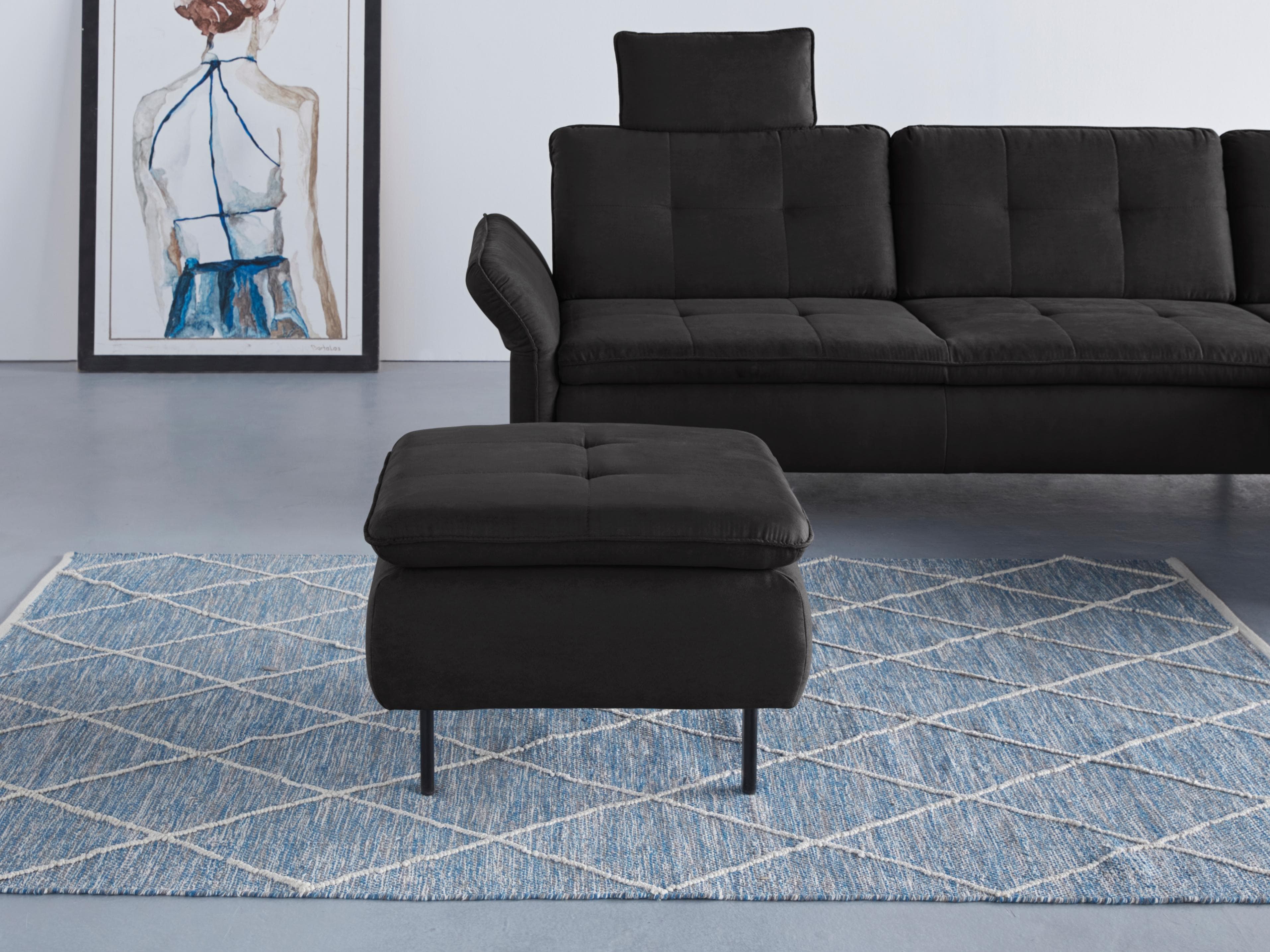 HOME AFFAIRE Polsterhocker Birkholm Schwarz Microfaser