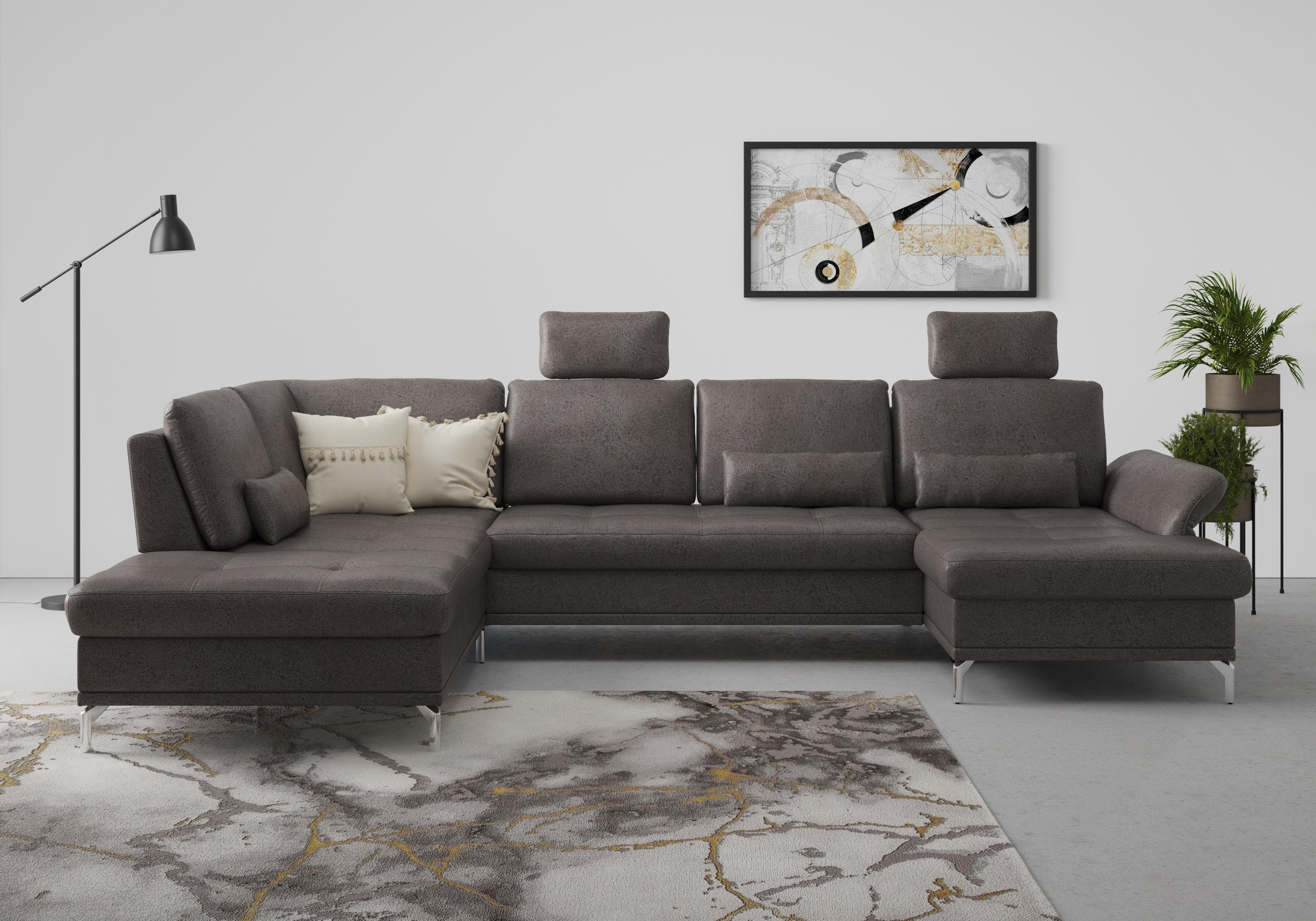 Wohnlandschaft im Landhausstil, grau (anthrazit)