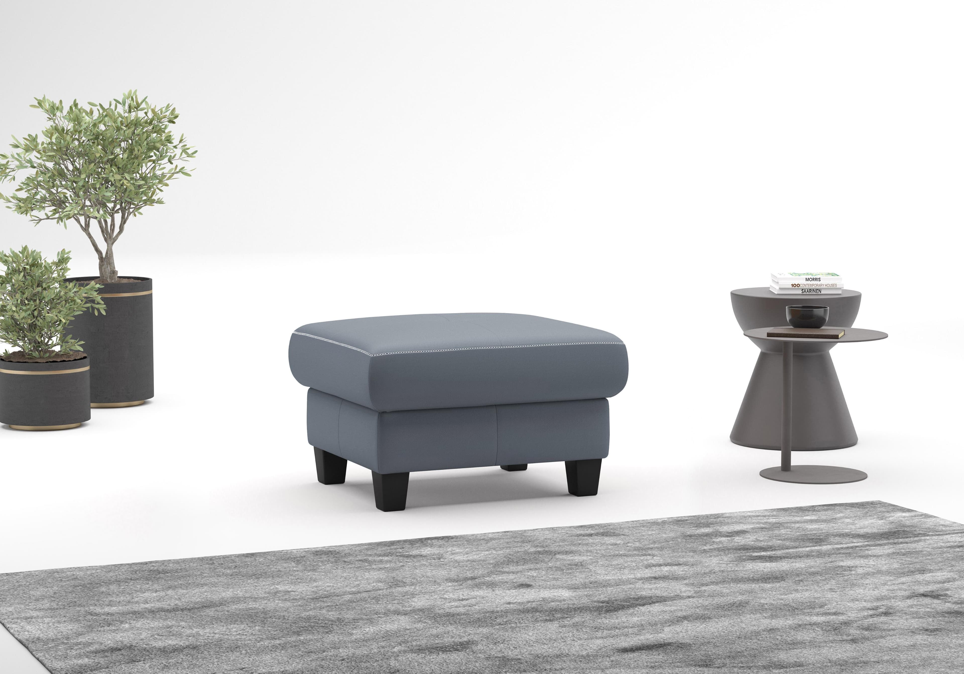 Home Affaire Polsterhocker Varese Grau-Blau NaturLEDER