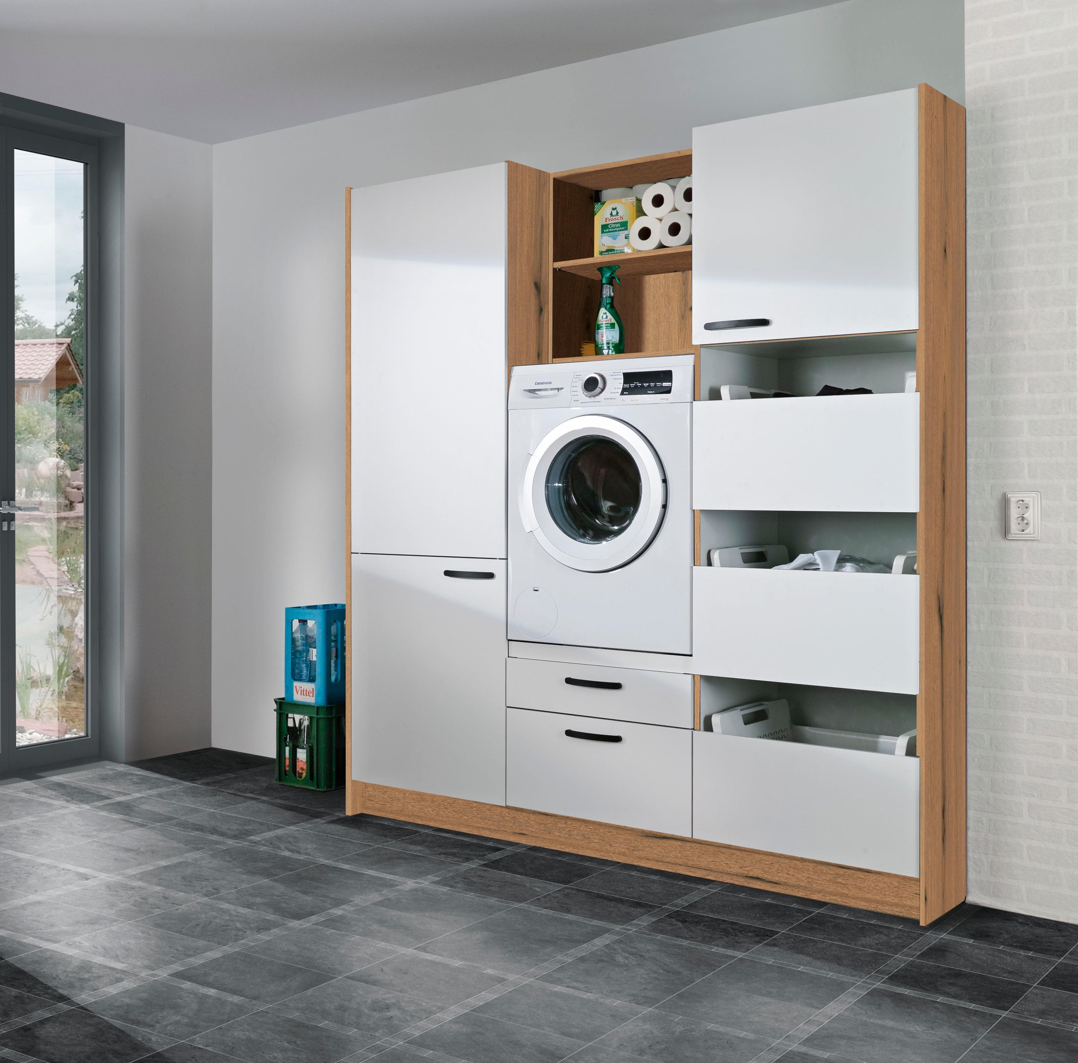 Schrank-Set EXPRESS KÜCHEN Arta Weiß Eichenfarben Astig Holzwerkstoff