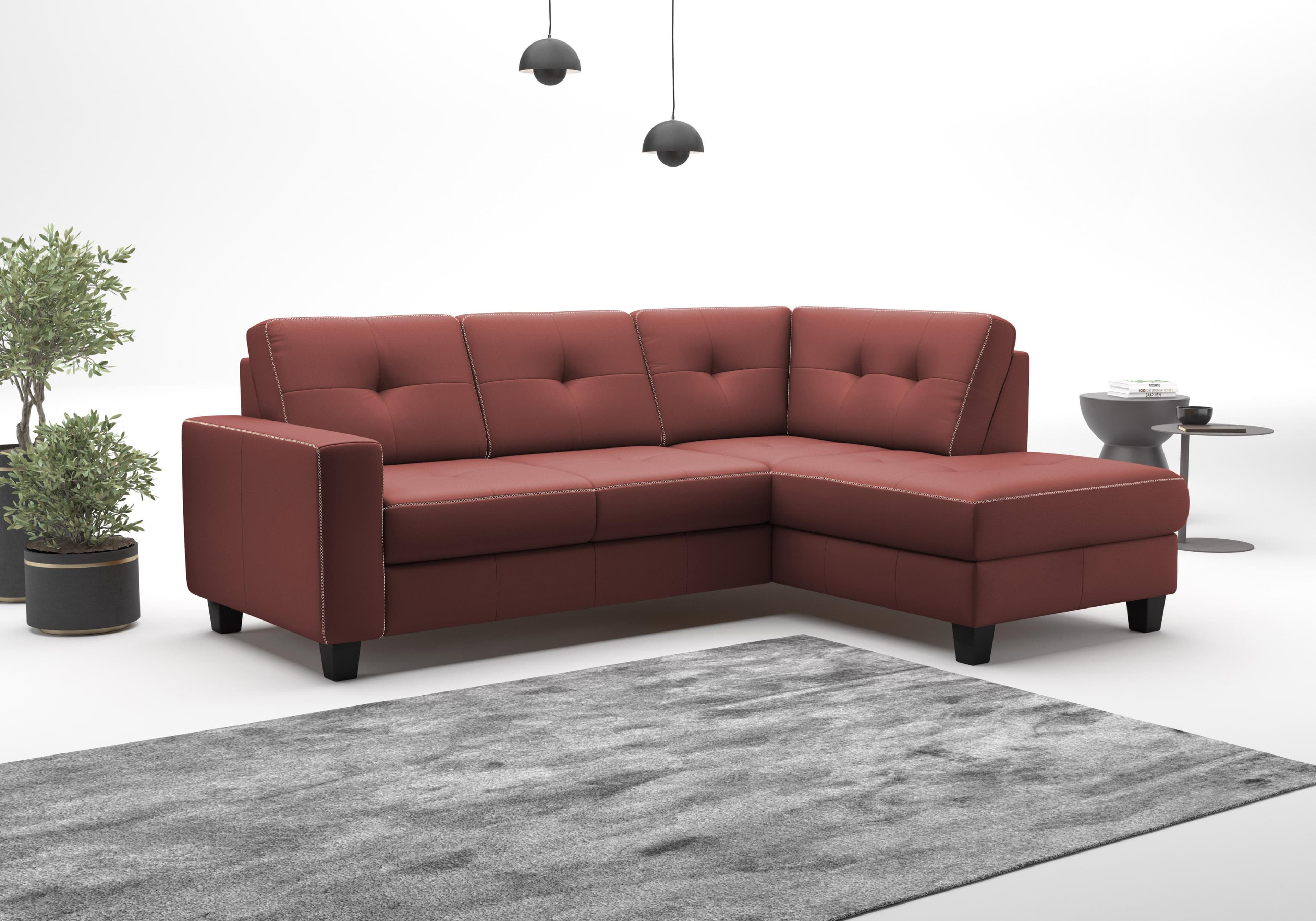HOME AFFAIRE Ecksofa Varese Merlot mit Bettfunktion und Bettkasten