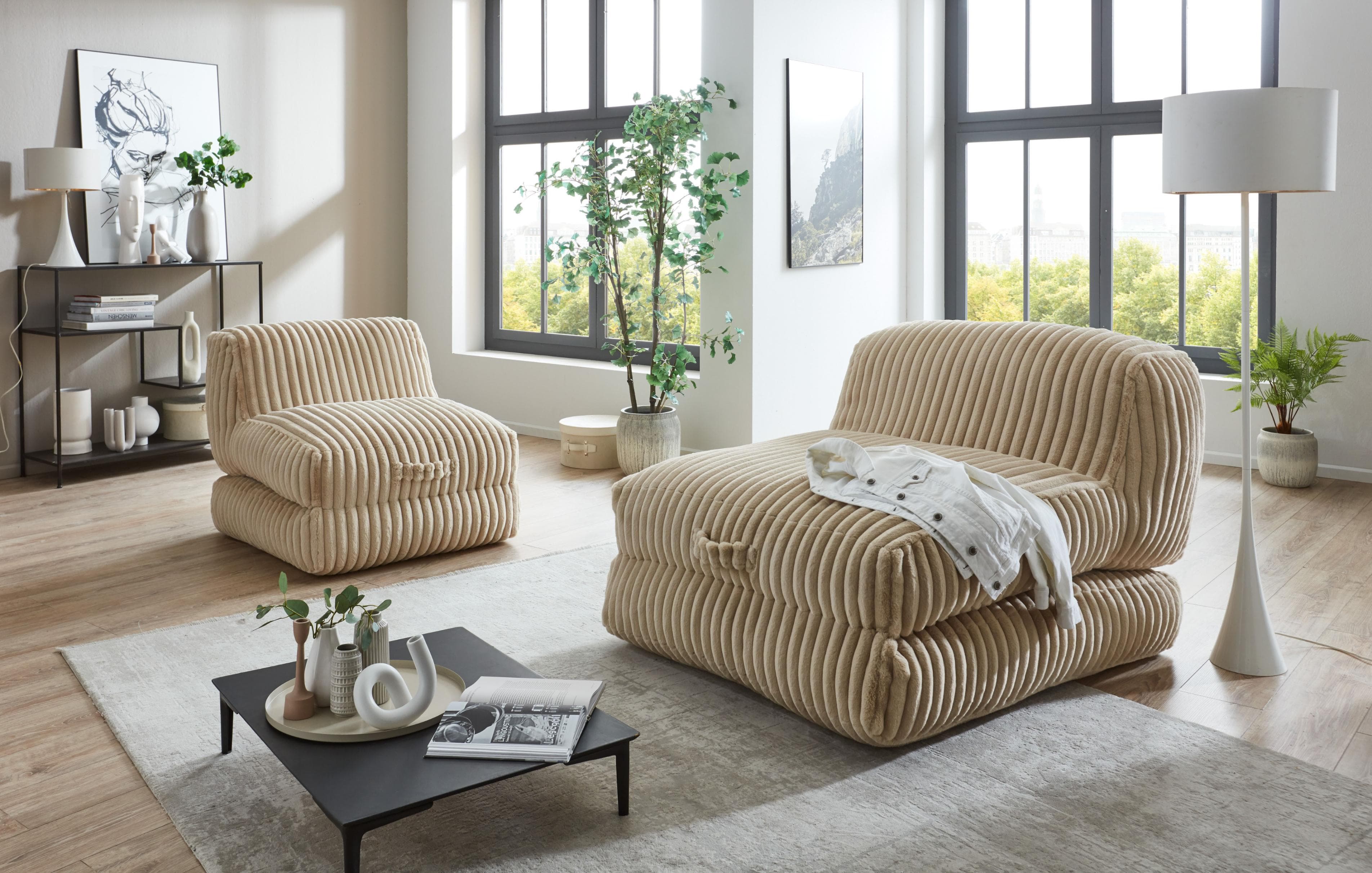 HOME AFFAIRE Pia XXL-Sessel Beige mit Schlaffunktion