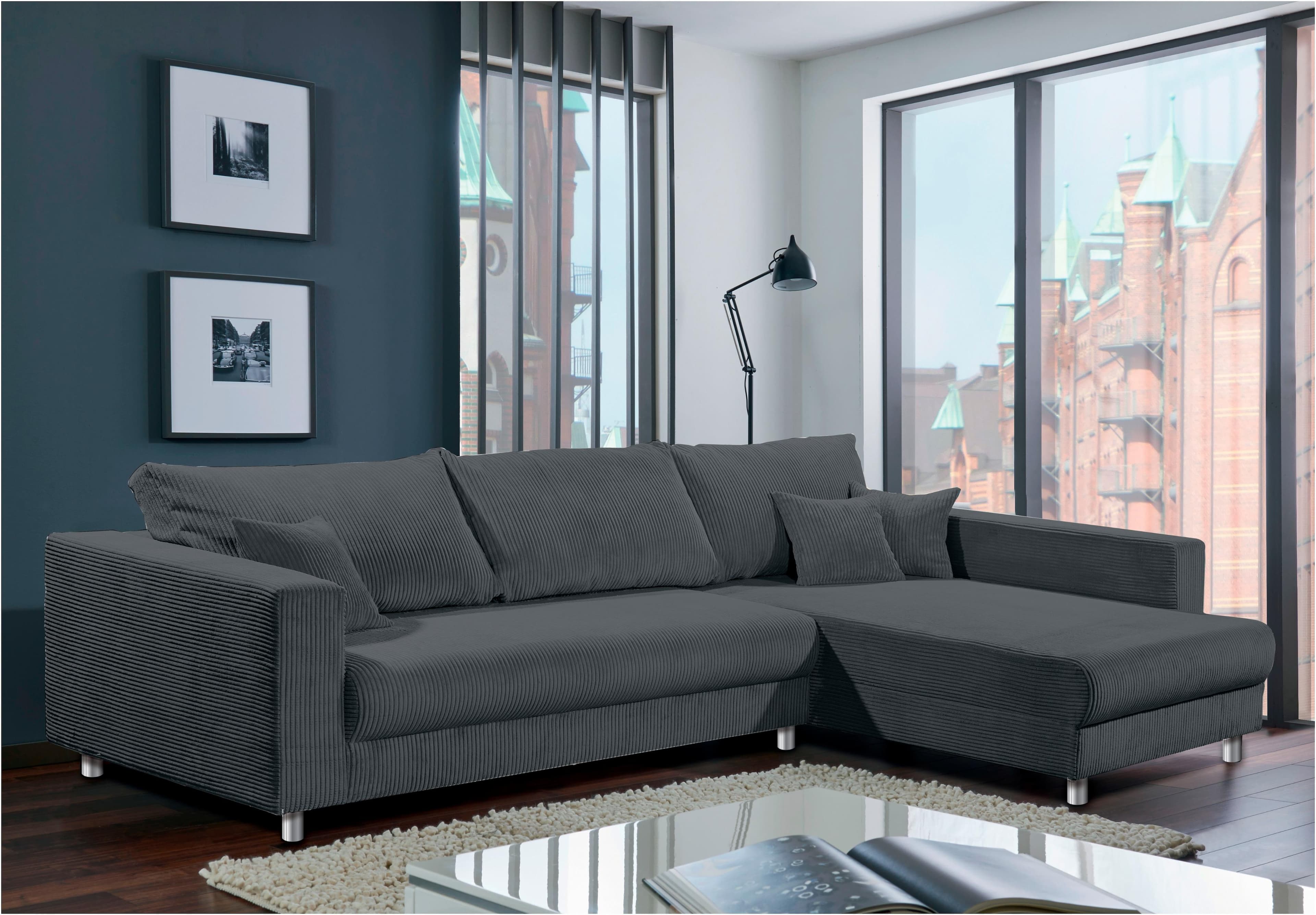 Home Affaire Ecksofa 153 Grau Anthrazit mit Schlaffunktion und Bettkasten