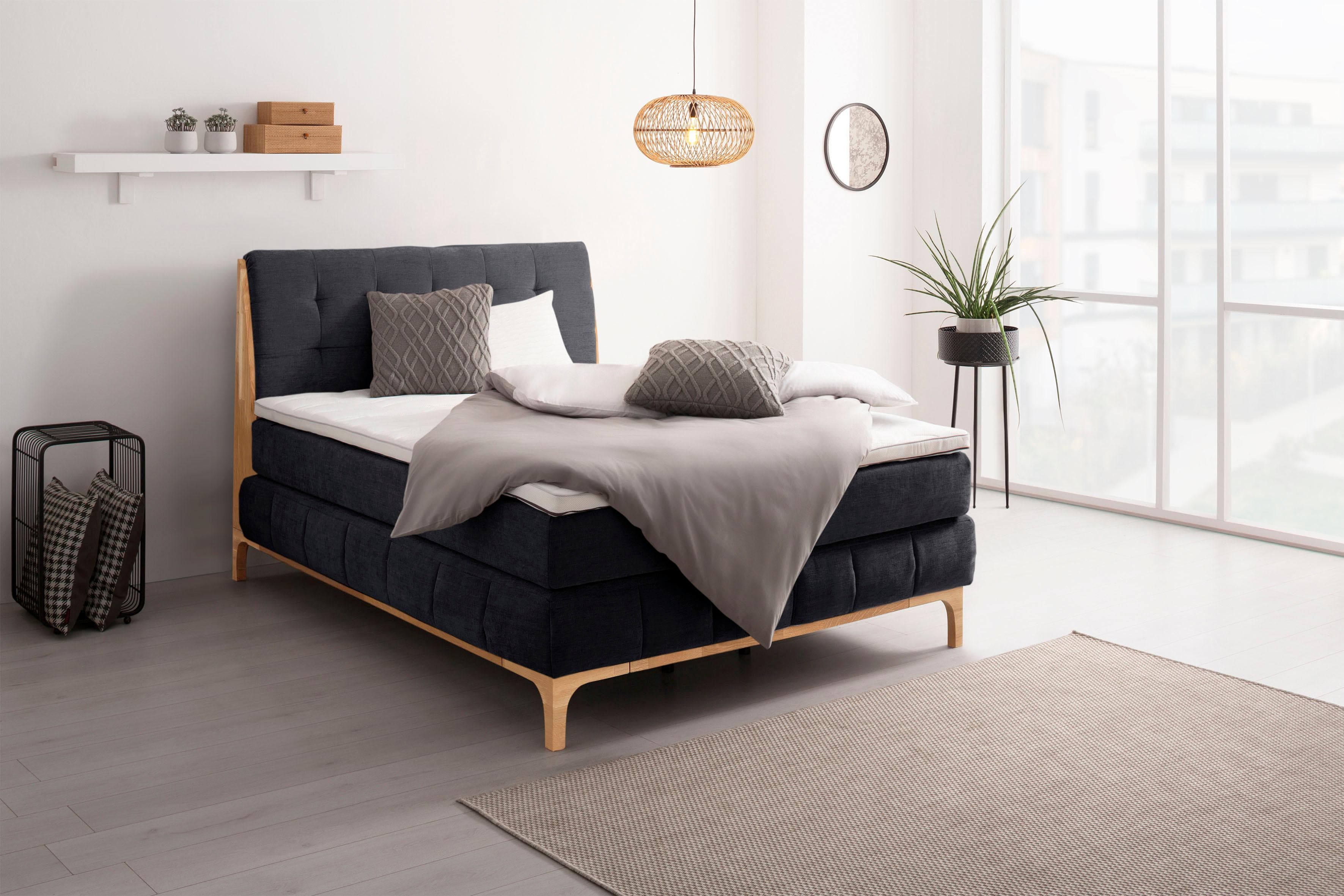 OTTO HOME Jelle Boxspringbett Schwarz mit 7-Zonen-Matratzen