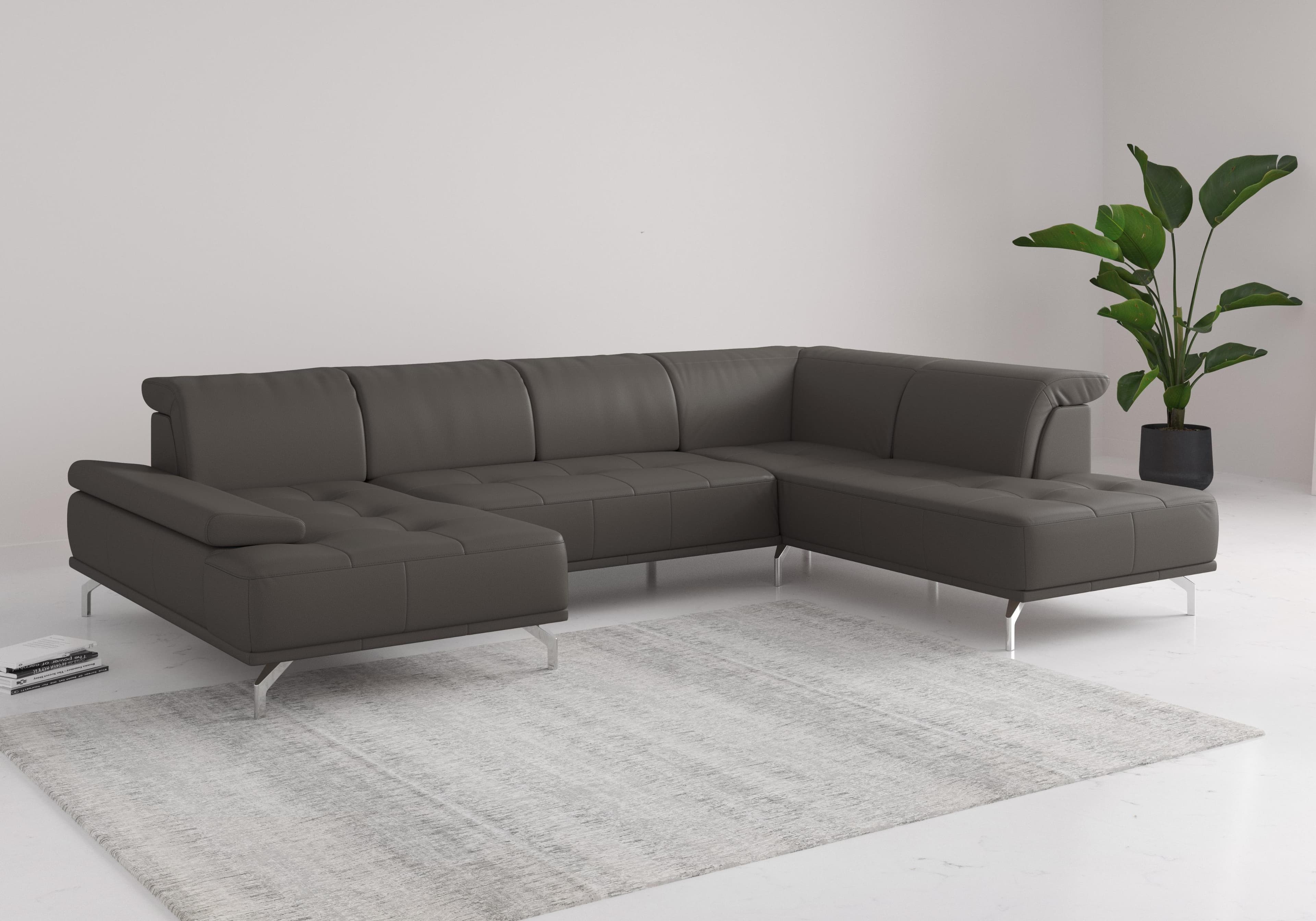 Home affaire Wohnlandschaft Caluna Grau mit Sitztiefenverstellung