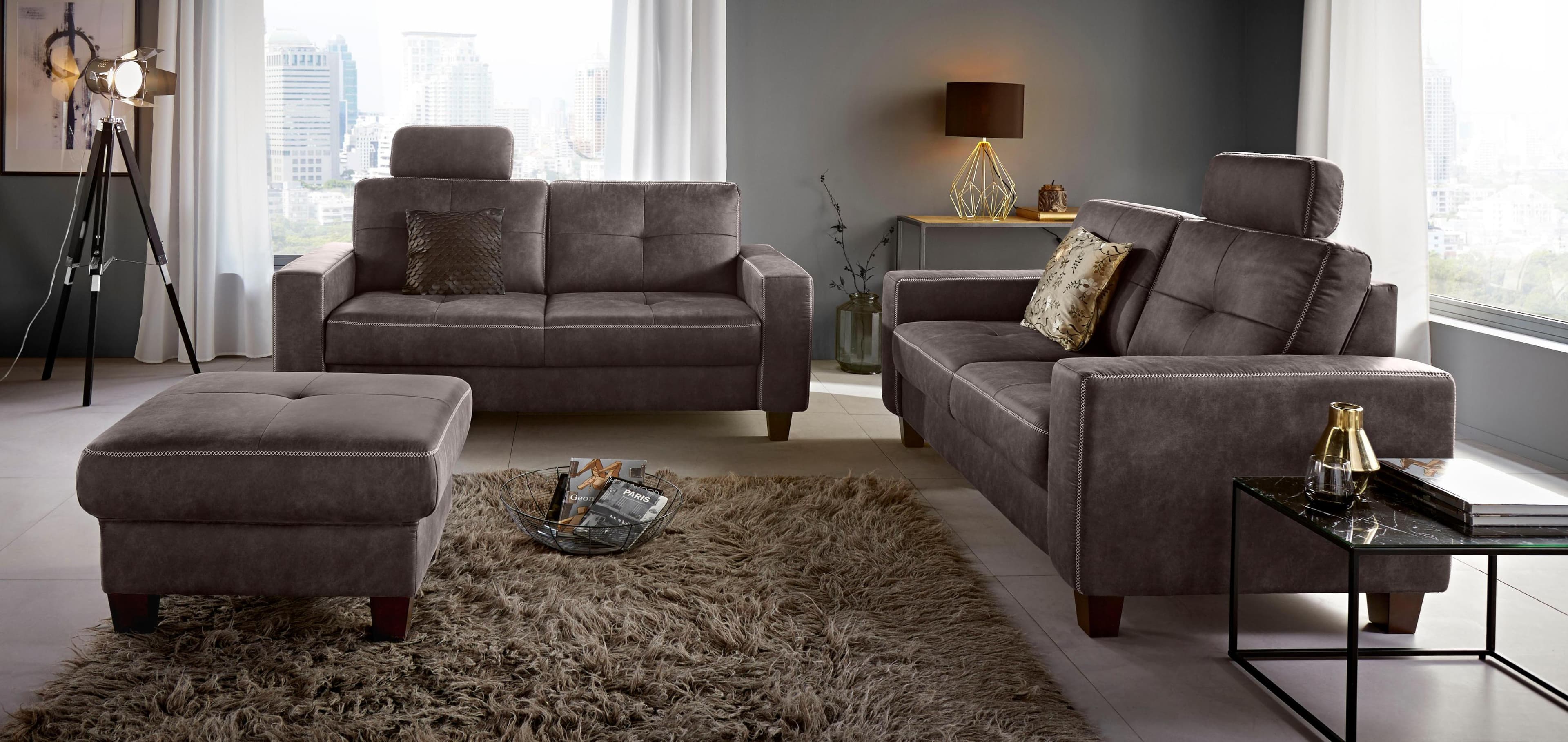 Home Affaire Sofa Varese 2,5-Sitzer Anthrazit Leder