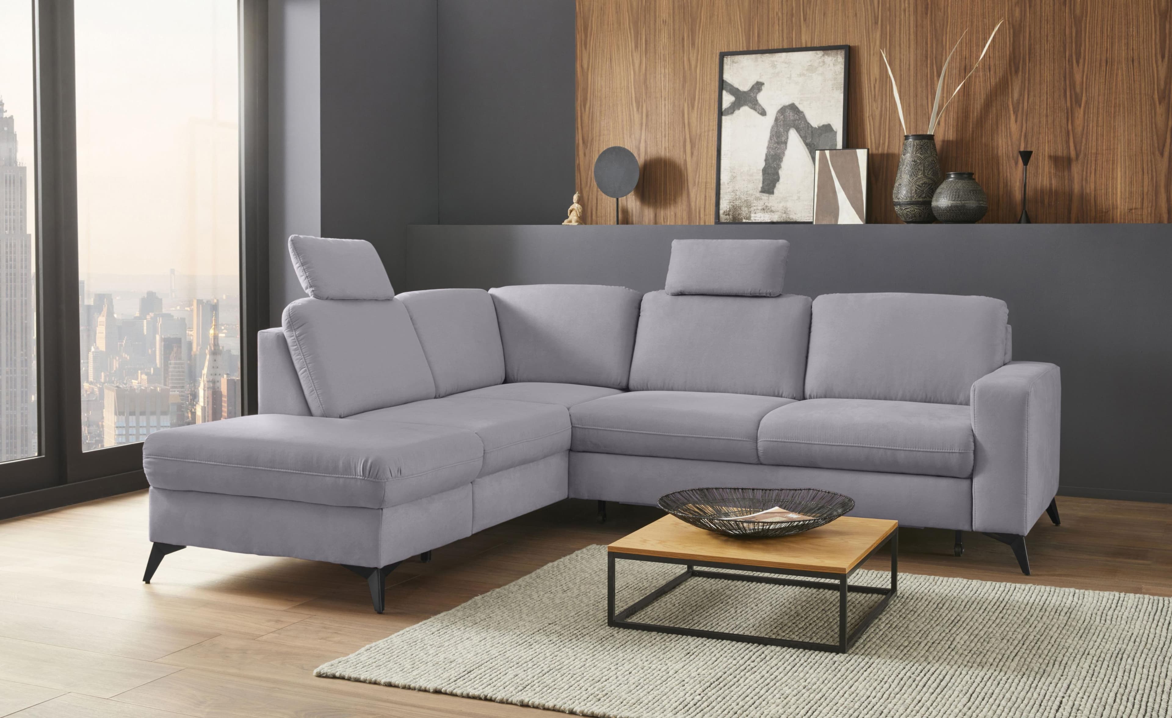 Home Affaire Ecksofa Lolland L-Form Grau mit Ottomane