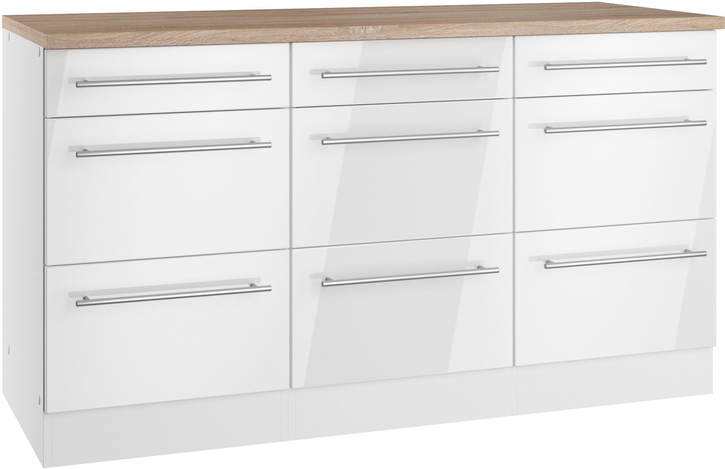 Unterschrank KOCHSTATION KS-Wien Weiß Hochglanz 150cm