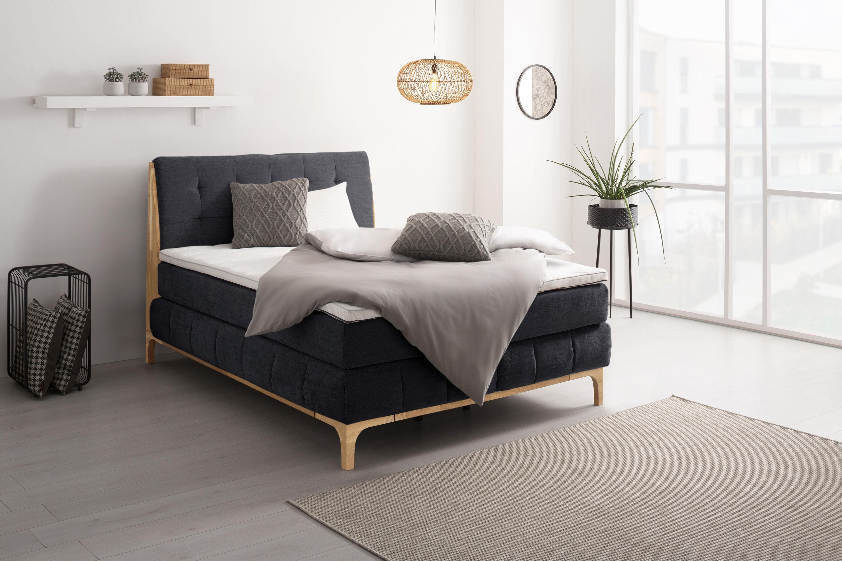 OTTO HOME Boxspringbett Jelle Schwarz mit 2 Matratzen