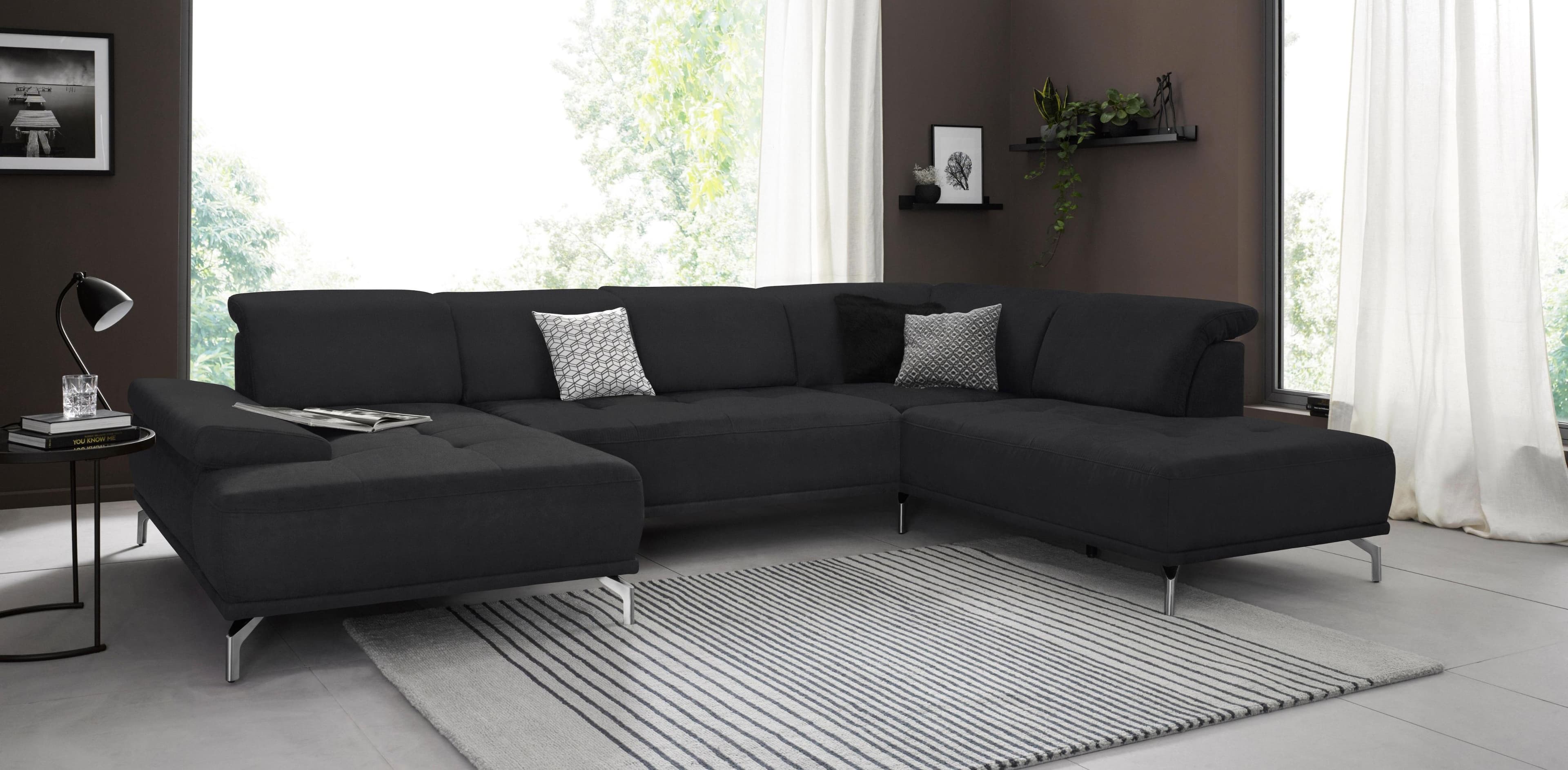HOME AFFAIRE Caluna Wohnlandschaft Schwarz mit Sitztiefenverstellung