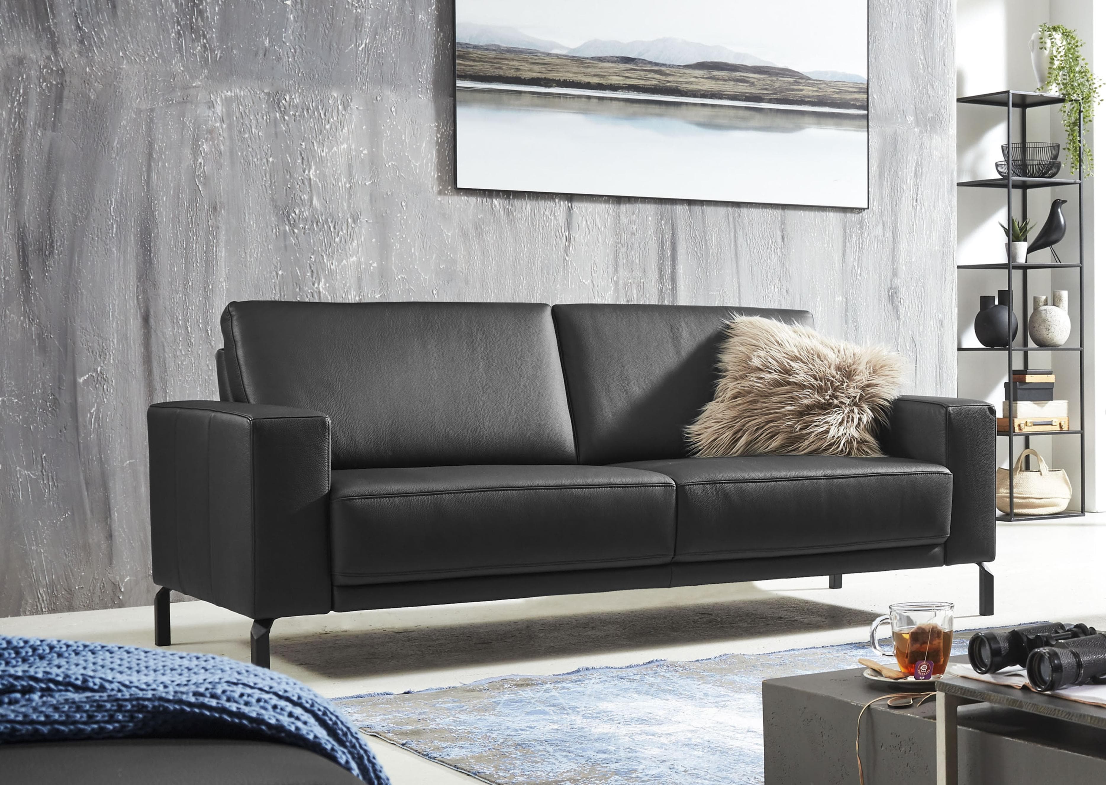 HOME AFFAIRE Apiro 2,5-Sitzer Sofa Schwarz Dickleder Motorisch