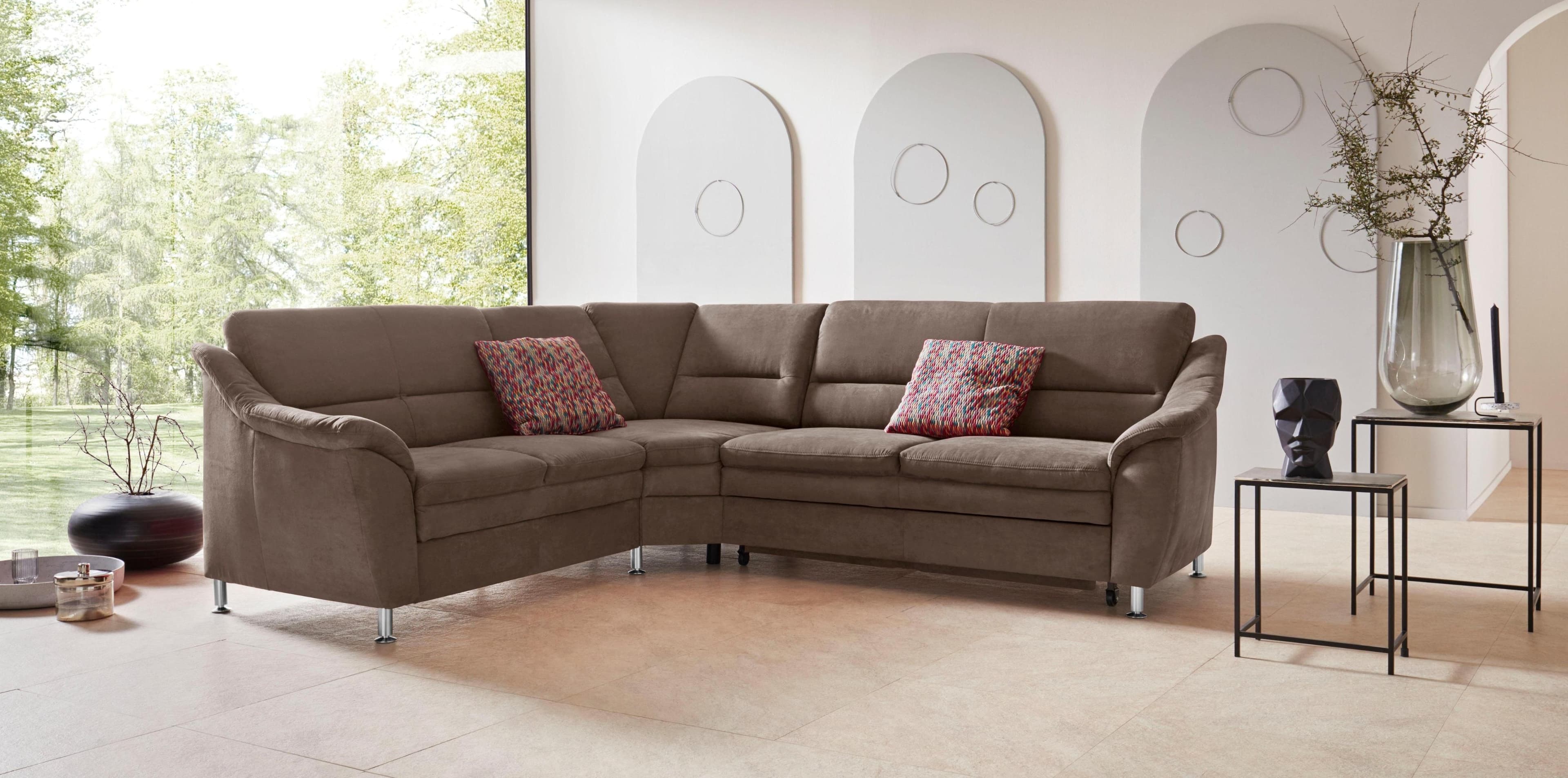 HOME AFFAIRE Ecksofa Cardoso L-Form Braun Microfaser