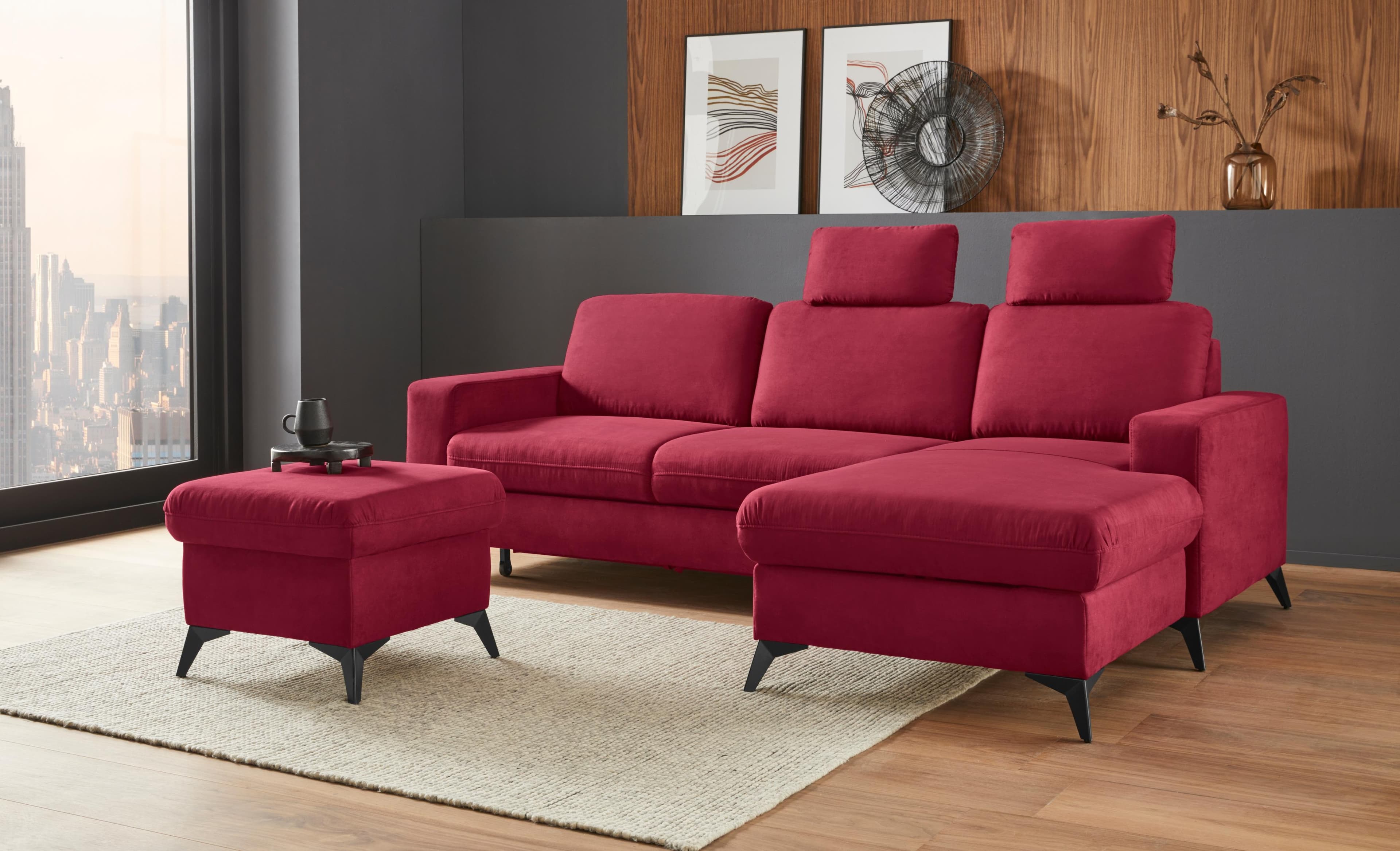 HOME AFFAIRE Stauraumhocker Lolland Bordeaux Microfaser