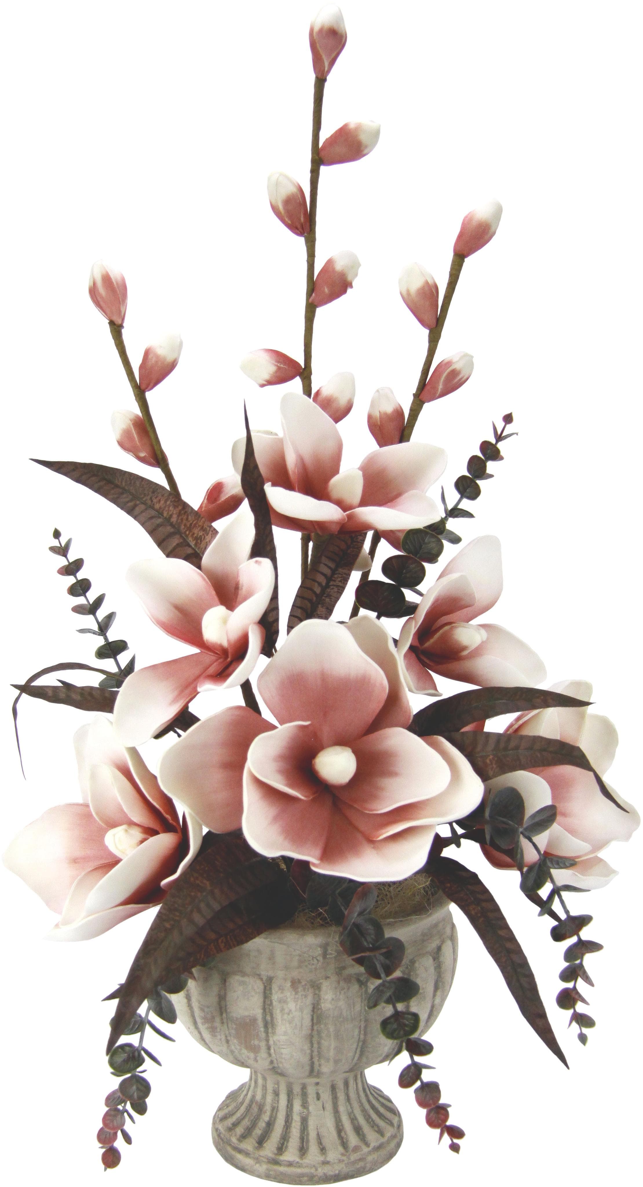 I.GE.A. Kunstpflanze Soft-Magnolie Rosa Keramik-Pokal