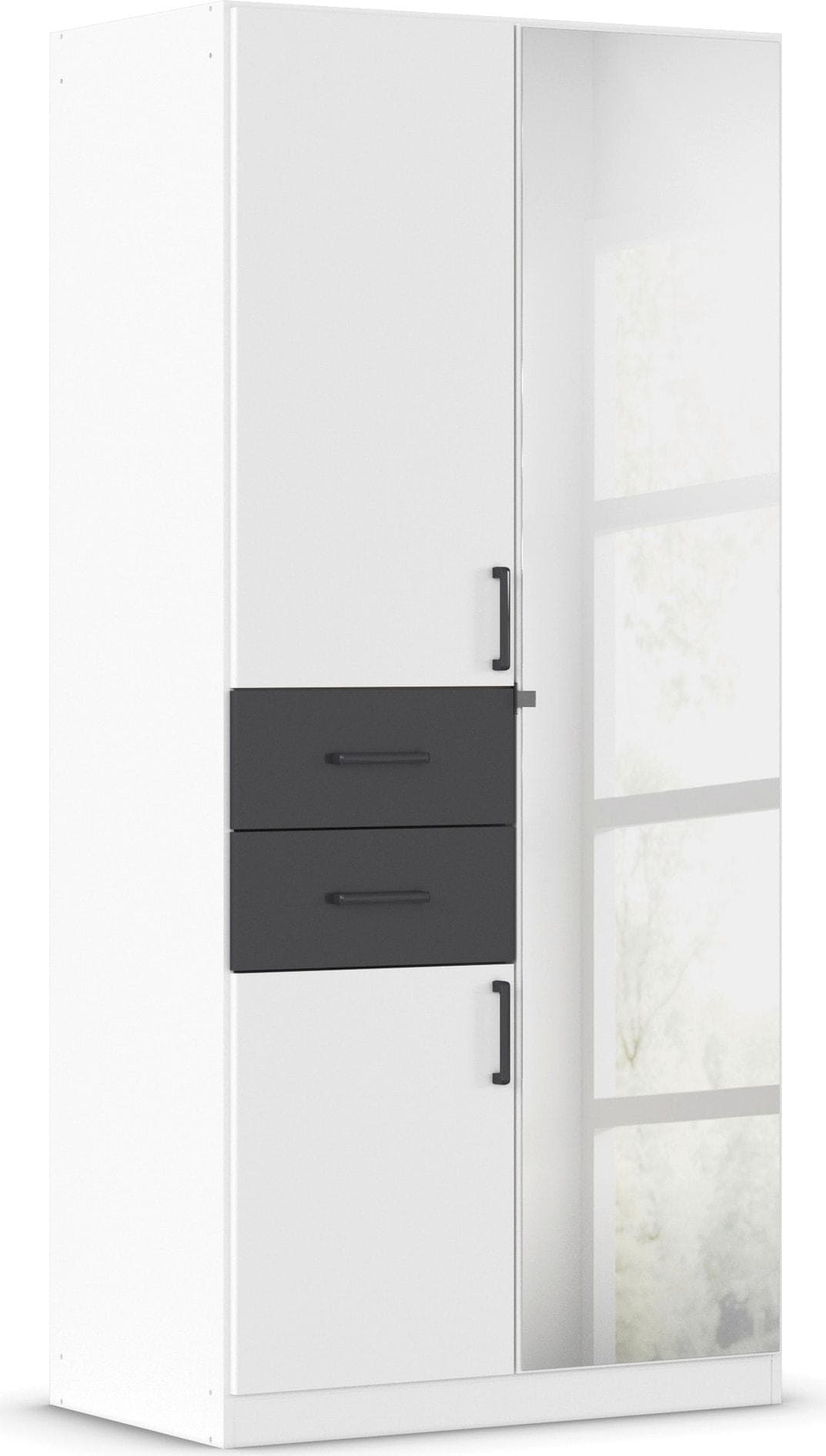 RAUCH Maika Drehtürenschrank Weiß Grau 2 Schubladen