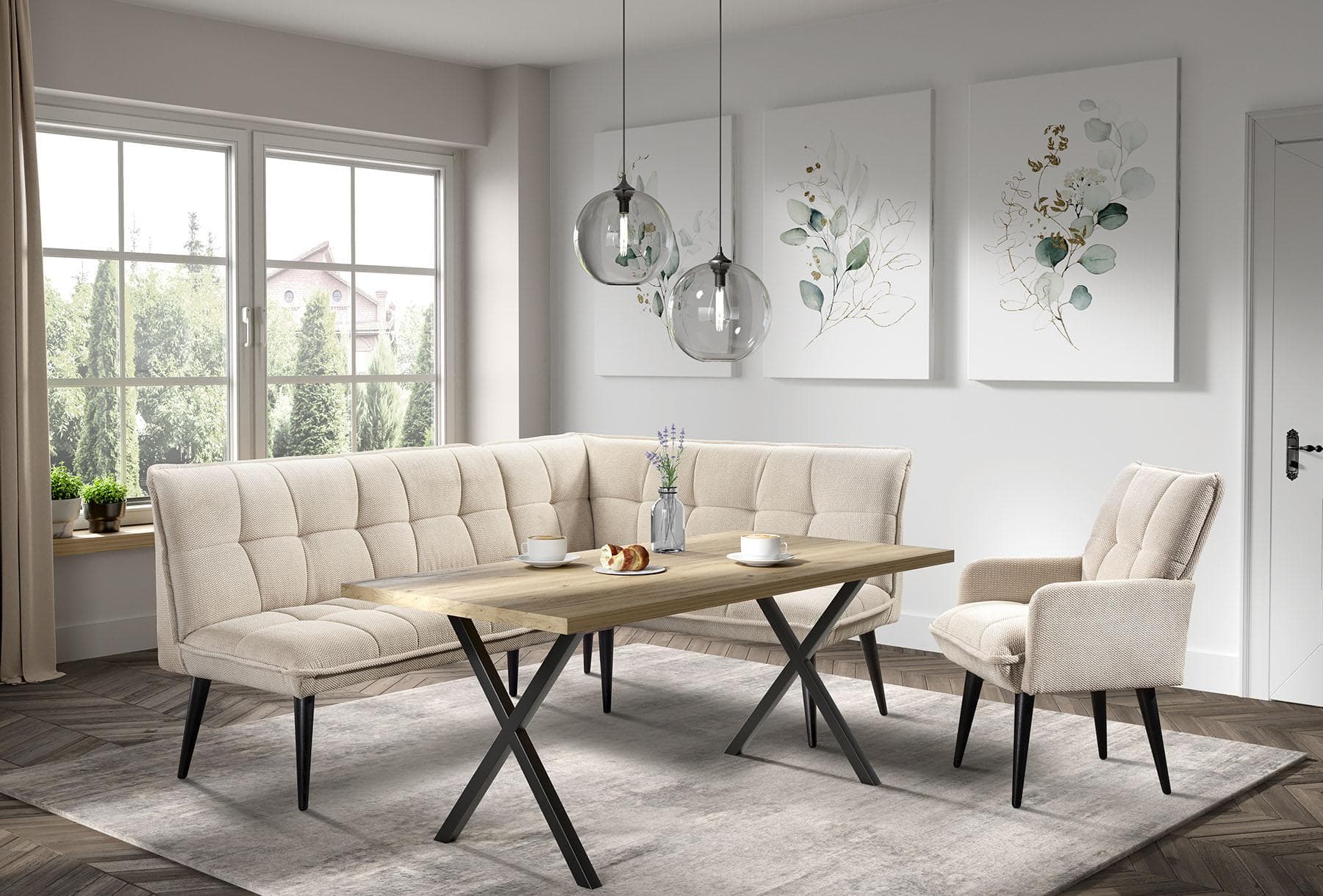Eckbank EXXPO Mocca Essbank Beige
