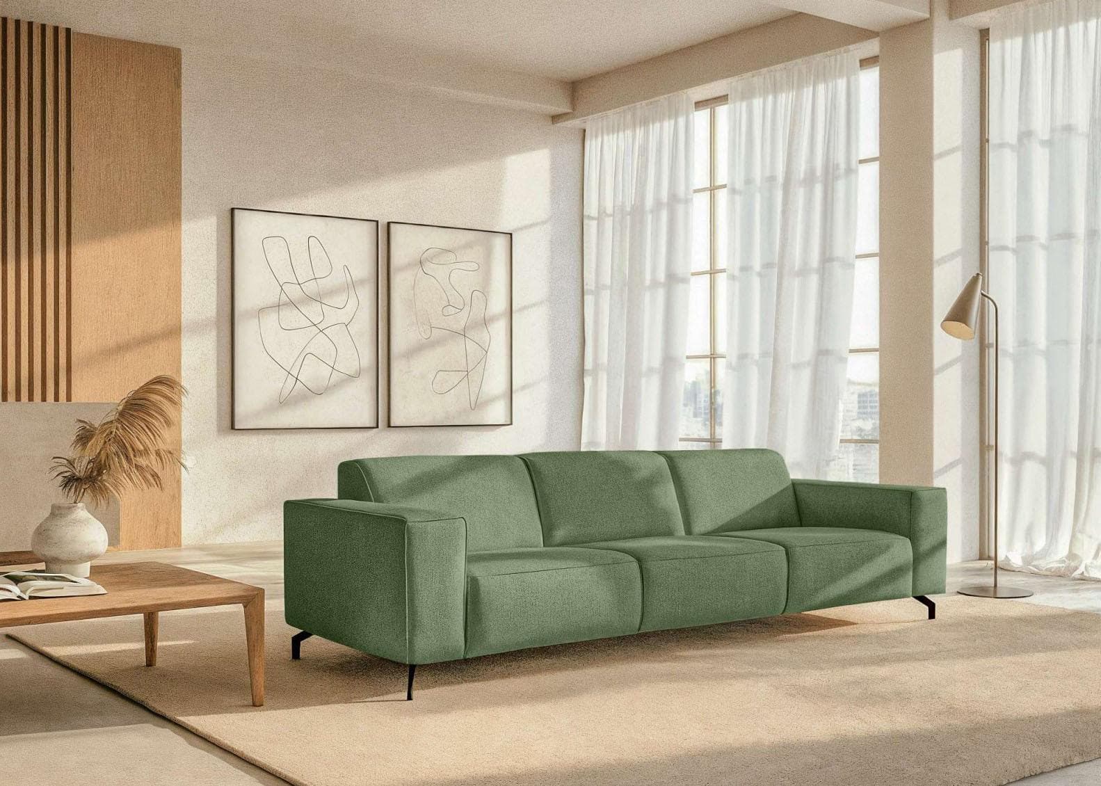 Home Affaire 3-Sitzer Sofa Lorcan Forest Grün Kaltschaum