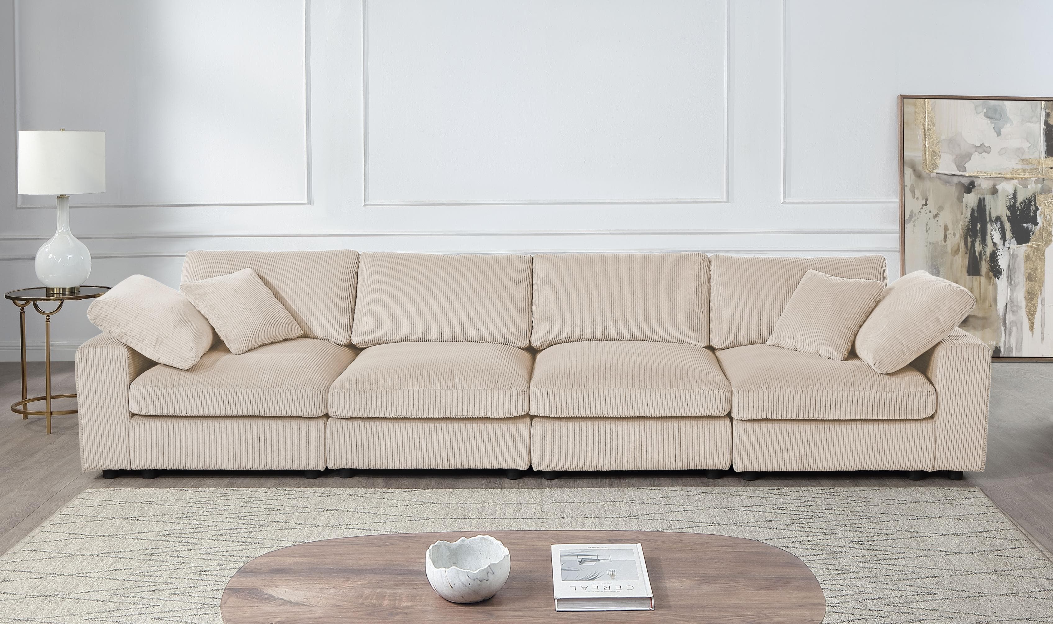 RAUM.ID 4-Sitzer XXL-Modulsofa Bennid Creme-Weiß Cord