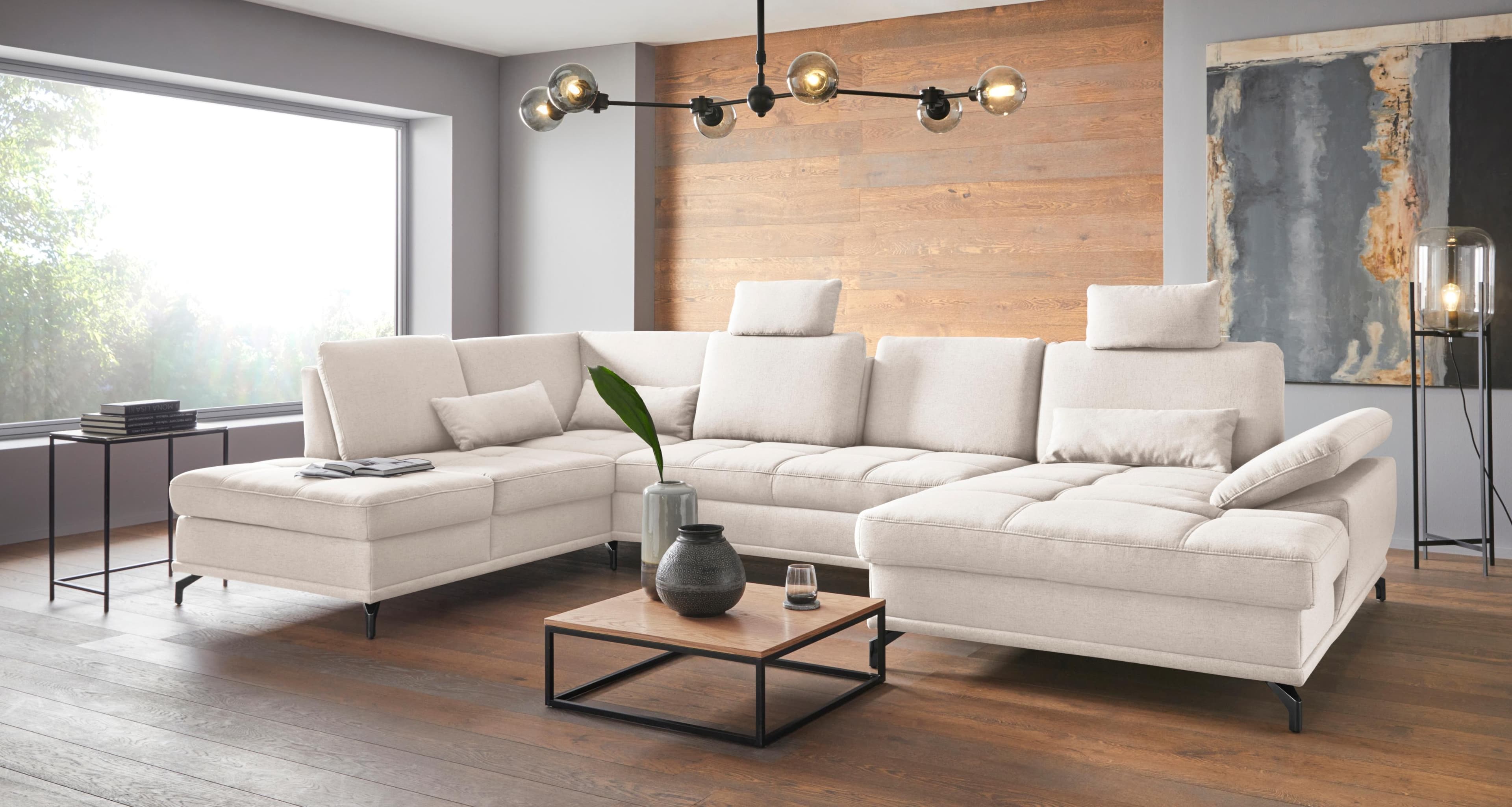 OTTO HOME Wohnlandschaft Costello U-Form Beige Samtoptik