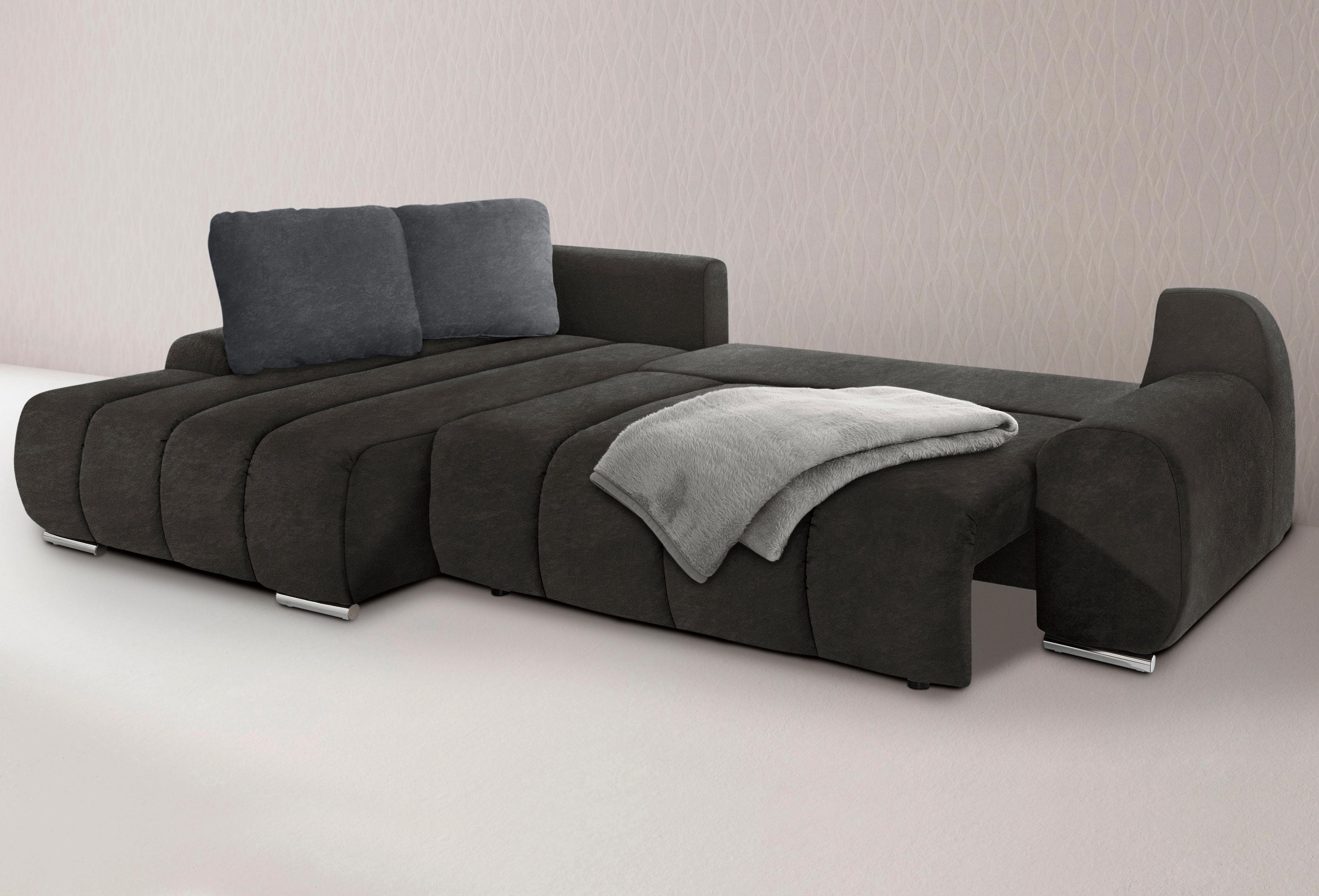 HOME AFFAIRE Ecksofa Bono L-Form Schwarz Grau mit Bettfunktion