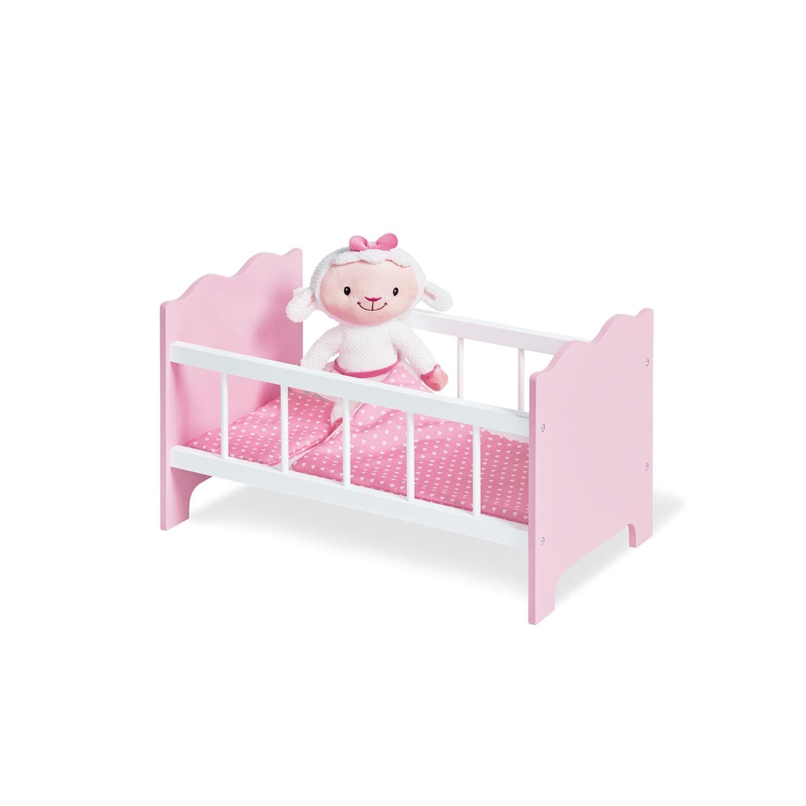 Pinolino® Puppenbett Jasmin Set 4tlg. Rosa/Weiß mit Bettzeug