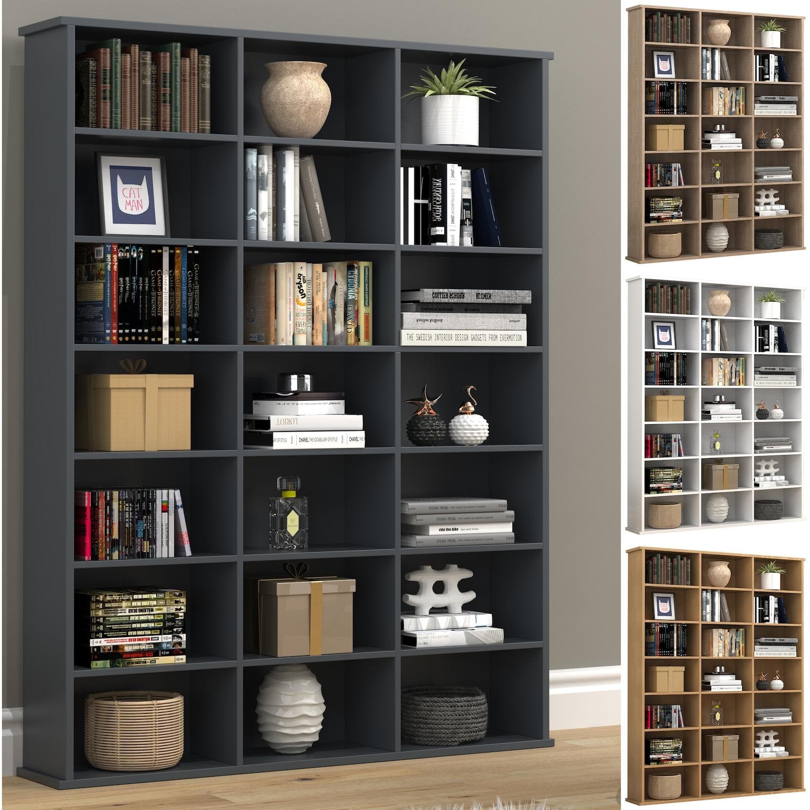 VCM Standregal Megosa M Buche Holz CD DVD Regal