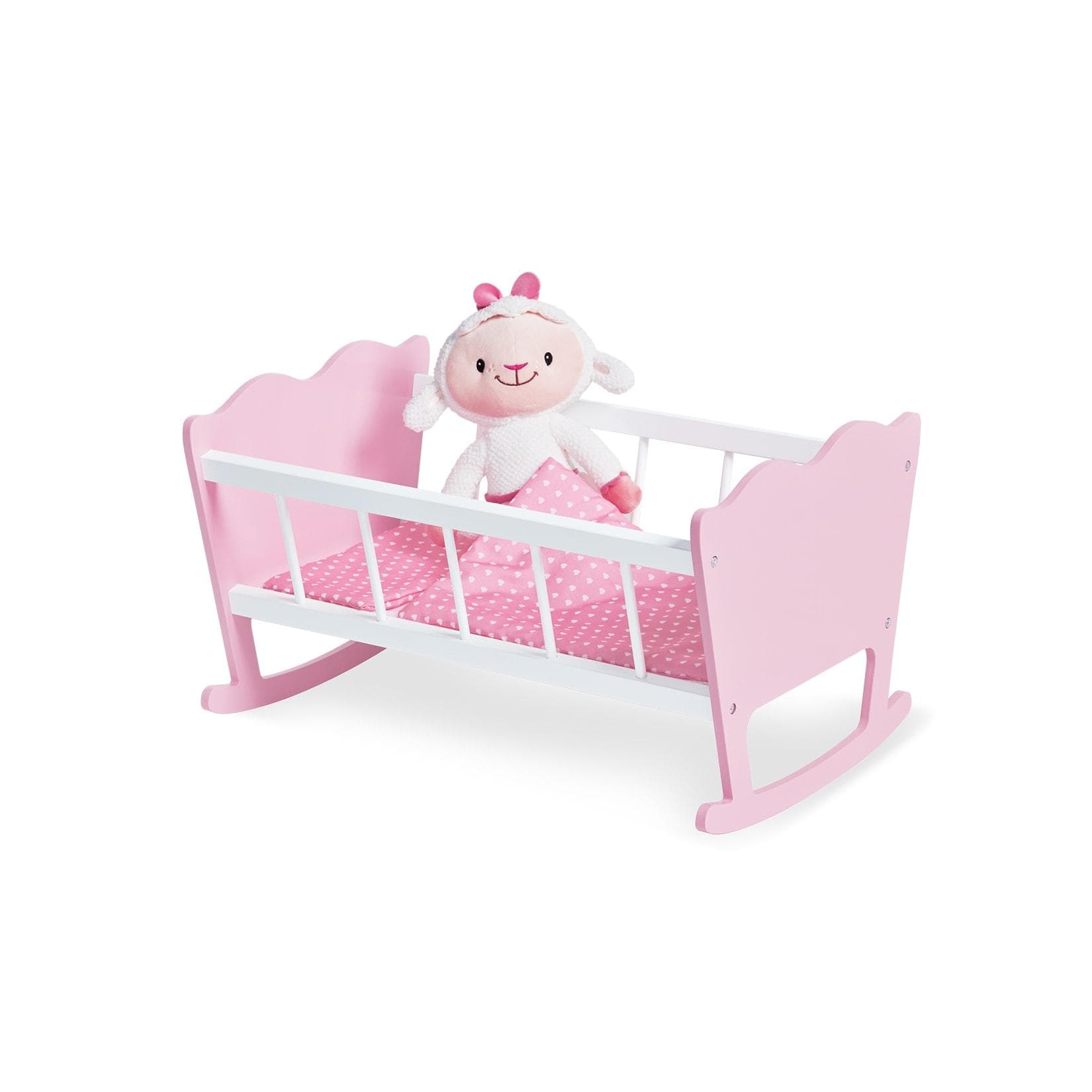 PINOLINO Puppenwiege Jasmin – weiß mit rosa Bettzeug