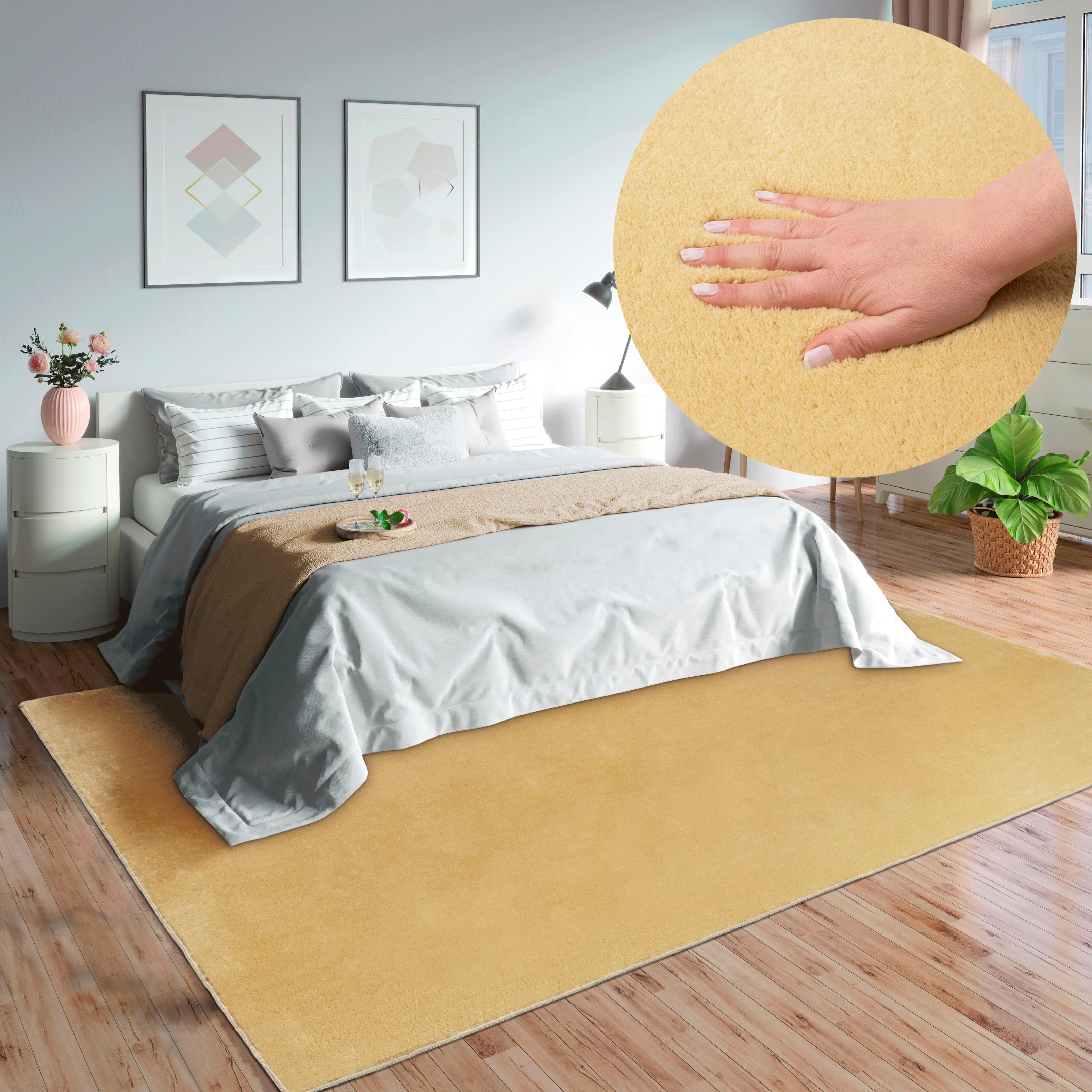 MERINOS Kunstfellteppich Loft 37 Gold Kuschelig Anti-Rutsch