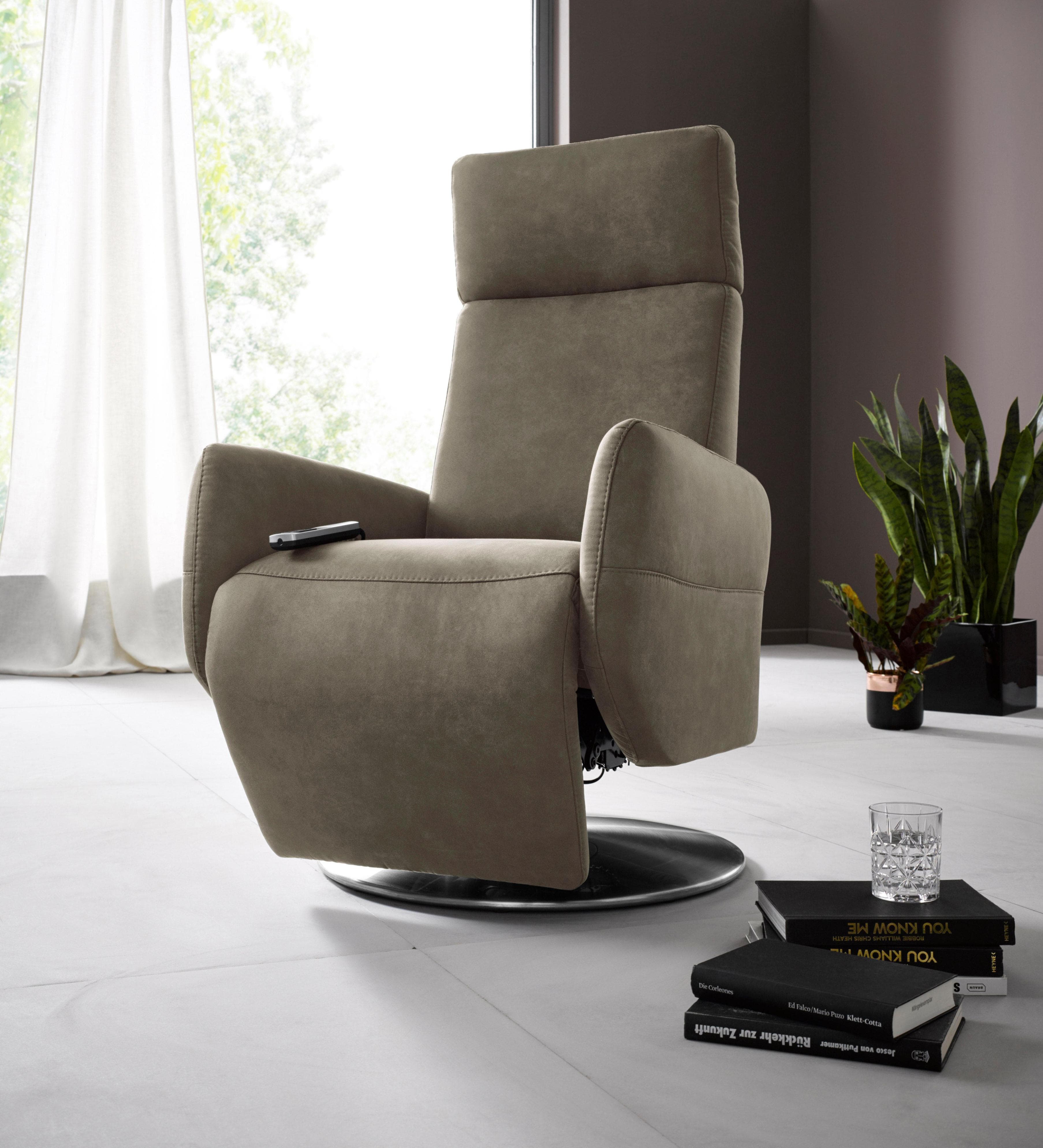 SIT & MORE Relaxsessel Kobra Taupe mit Aufstehhilfe
