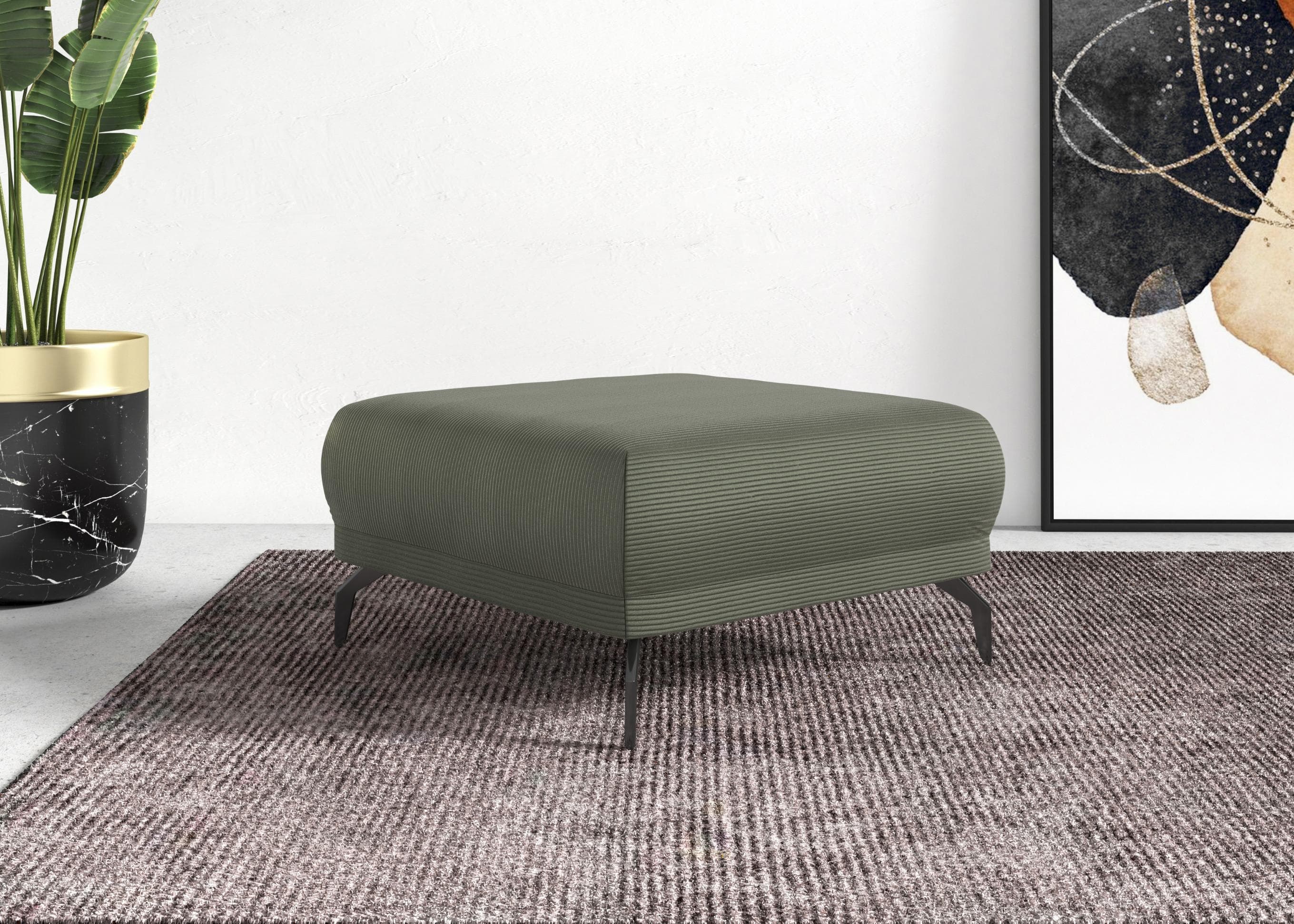 Hocker HOME AFFAIRE Coco Olivgrün Feincord