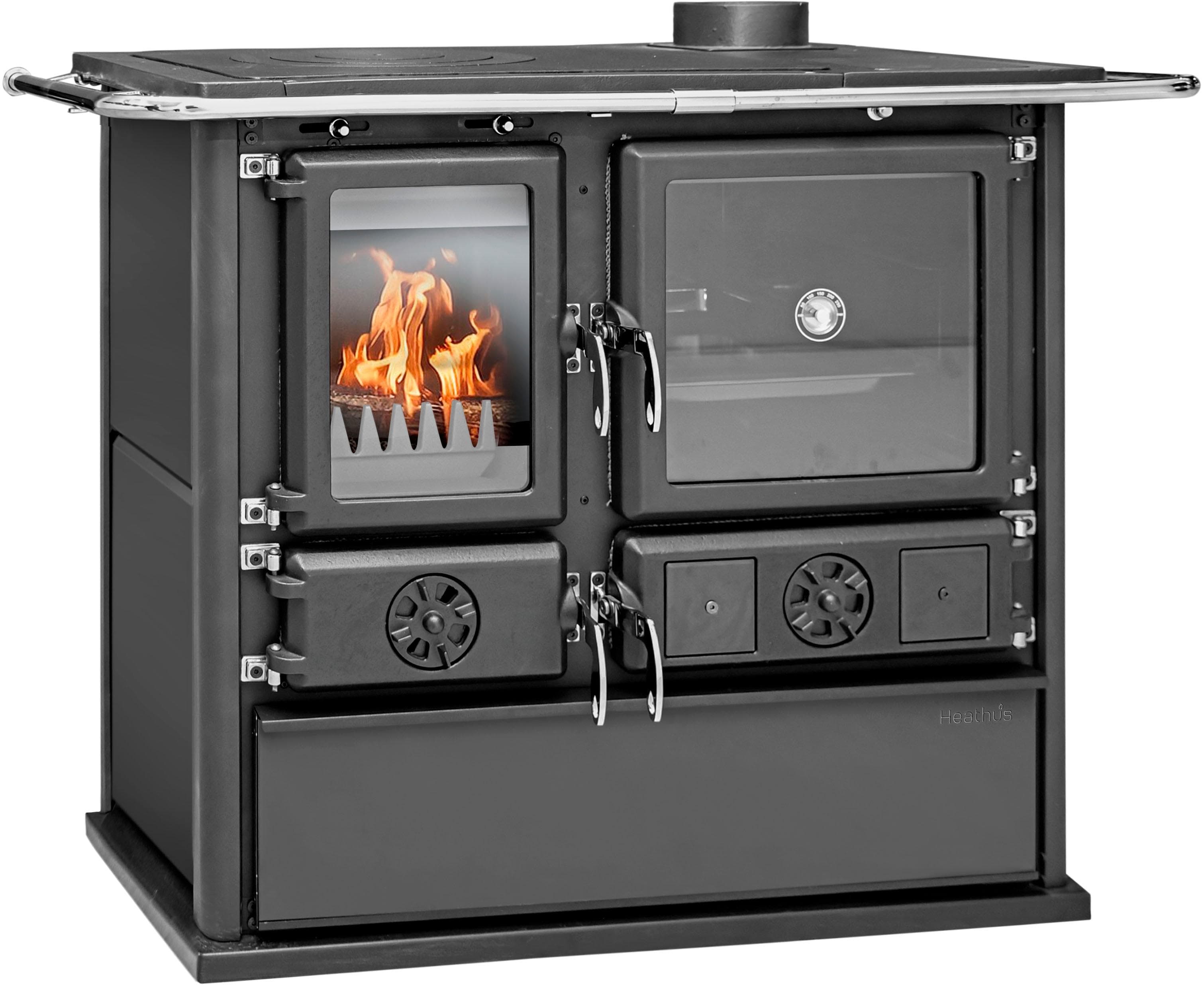 Heathus Küchenofen Cook Premium Pure Black 8,8 kW Zeitbrand Ofenherd