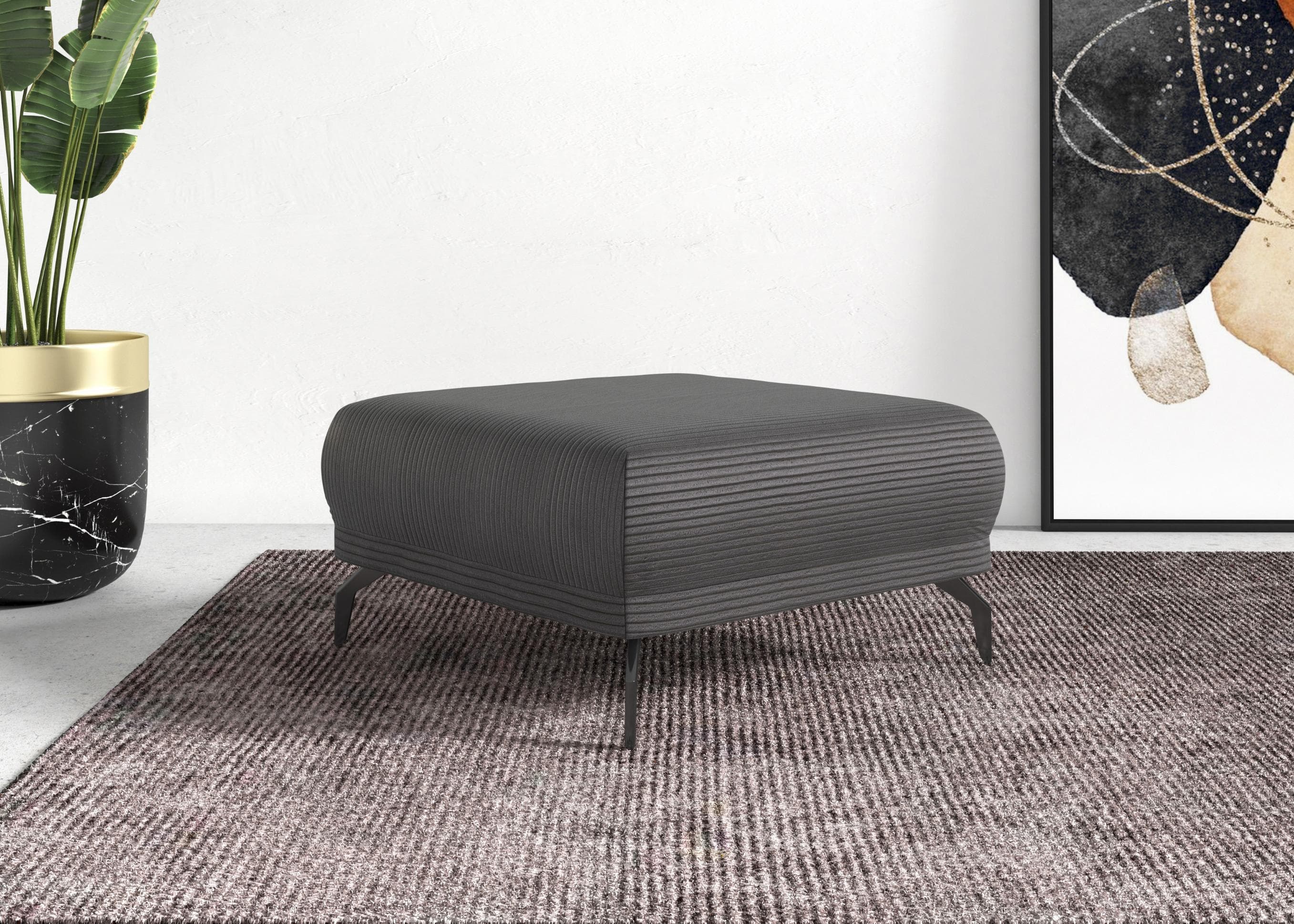 Hocker HOME AFFAIRE Coco Grau Breitcord 100% Polyester