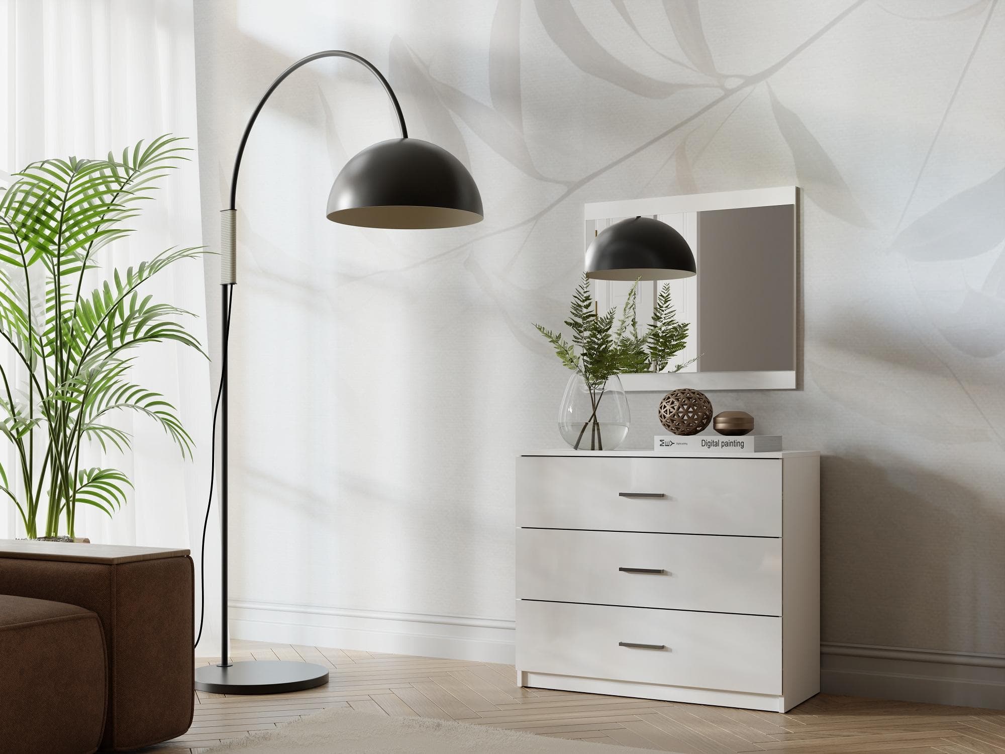 Kommode HOME AFFAIRE LANDERY Sideboard 3 Schubladen Weiß Hochglänzend