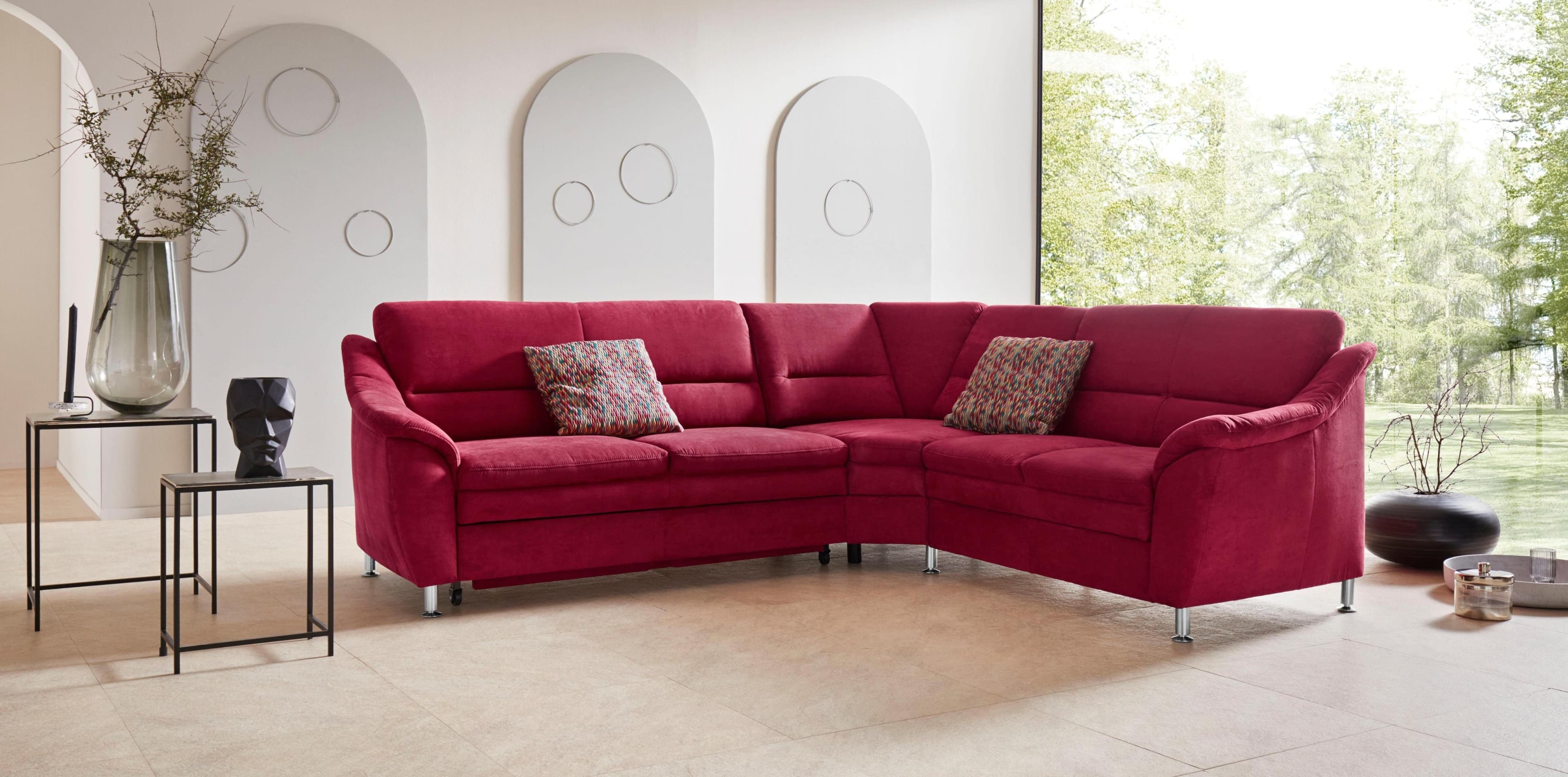 HOME AFFAIRE Ecksofa Cardoso L-Form Bordeaux mit Bettfunktion