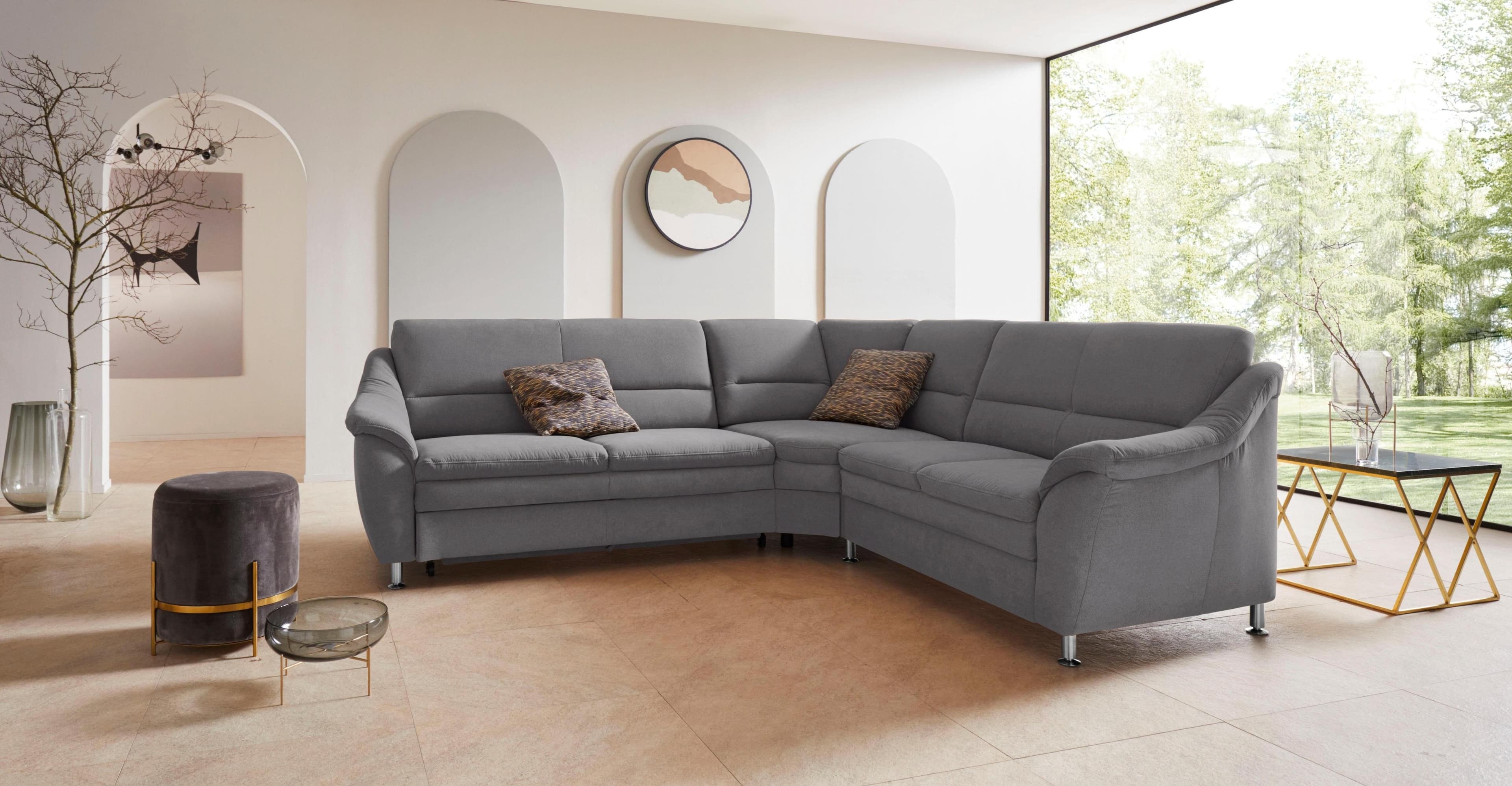 HOME AFFAIRE Cardoso L-Form Ecksofa Grau mit Bettfunktion