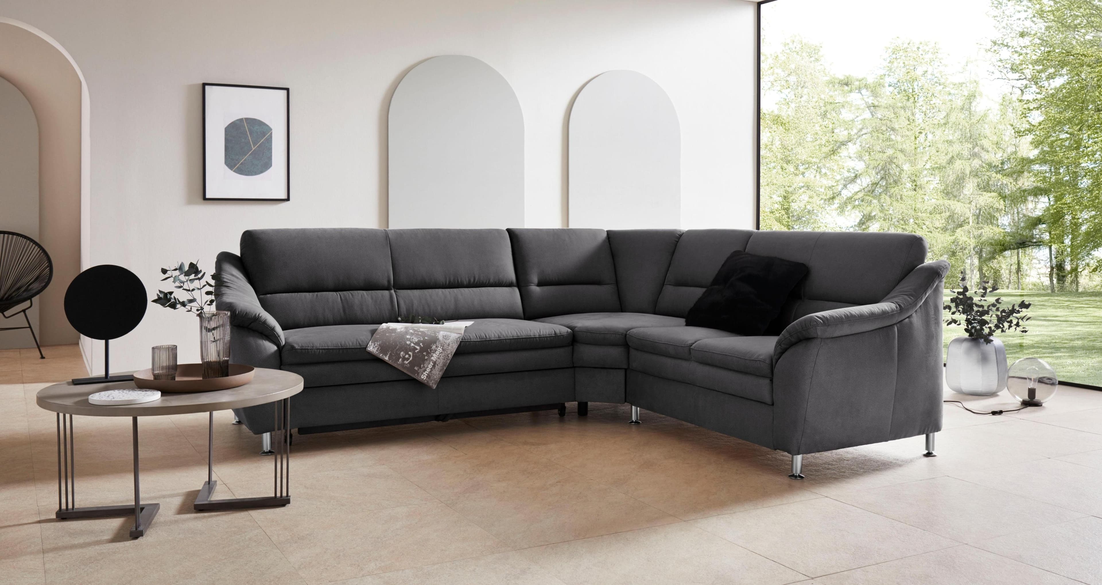 HOME AFFAIRE Cardoso L-Form Ecksofa Anthrazit mit Bettfunktion