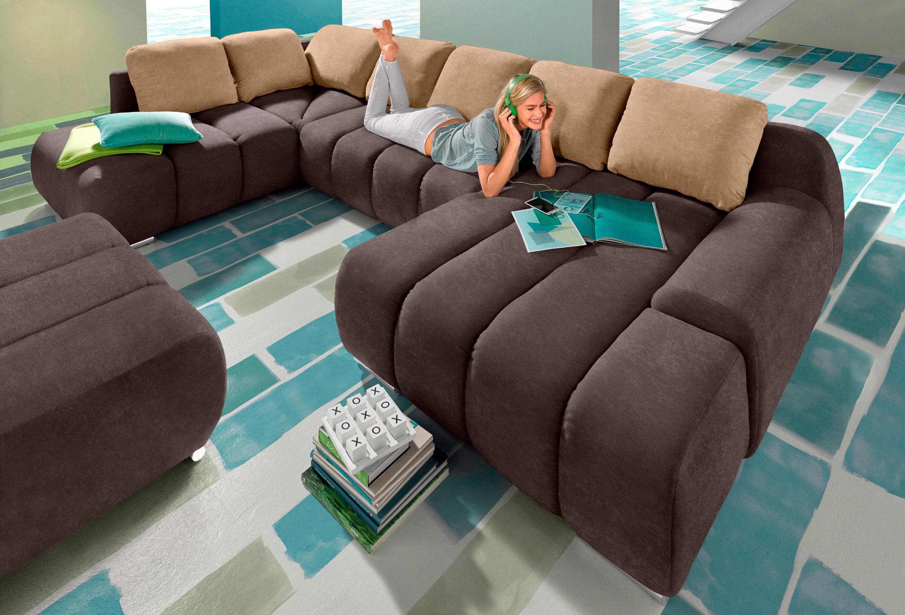 INOSIGN Wohnlandschaft Bono U-Form mit Bettfunktion und Wellenunterfederung