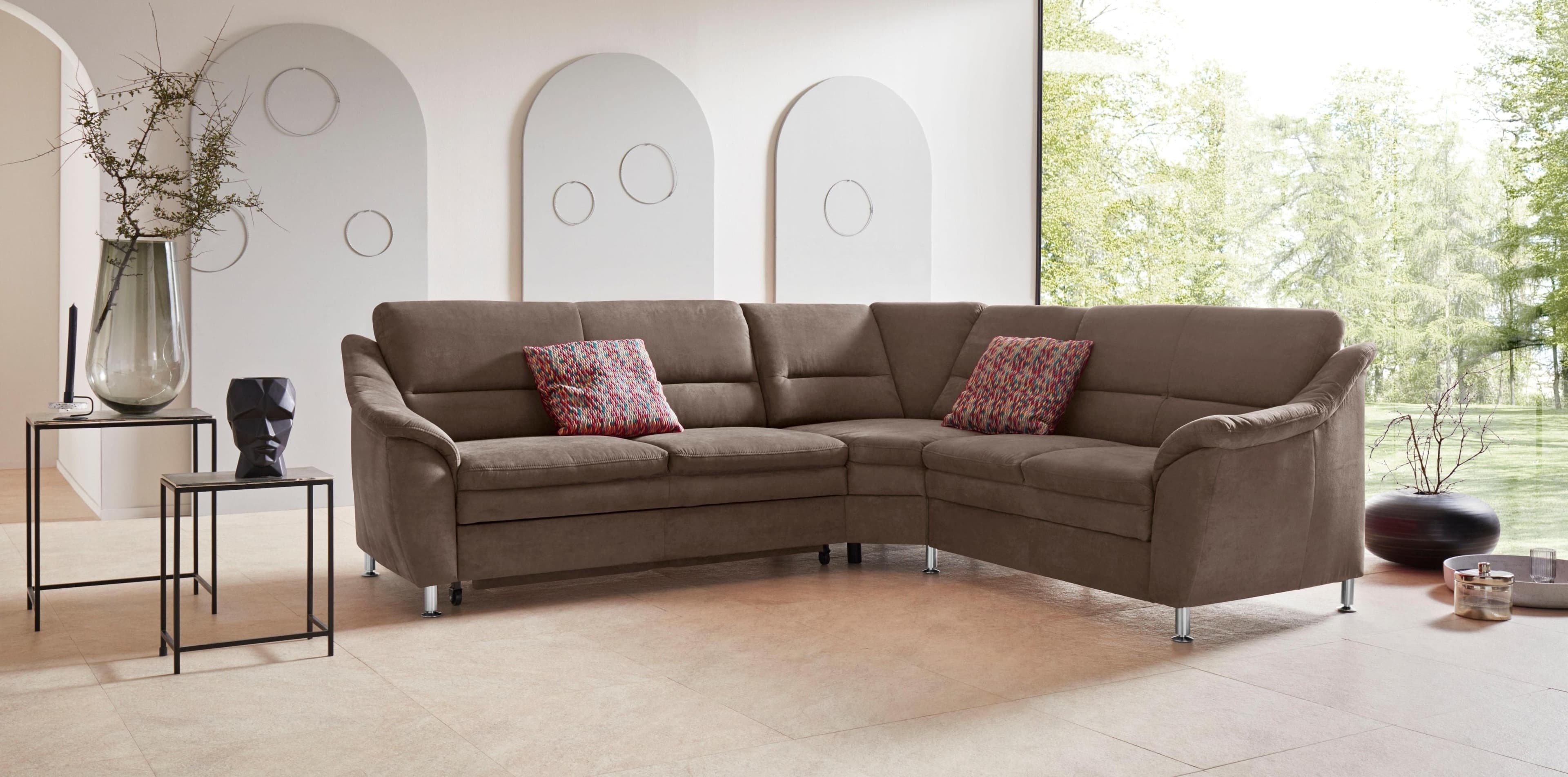 HOME AFFAIRE Ecksofa Cardoso L-Form Braun mit Bettfunktion