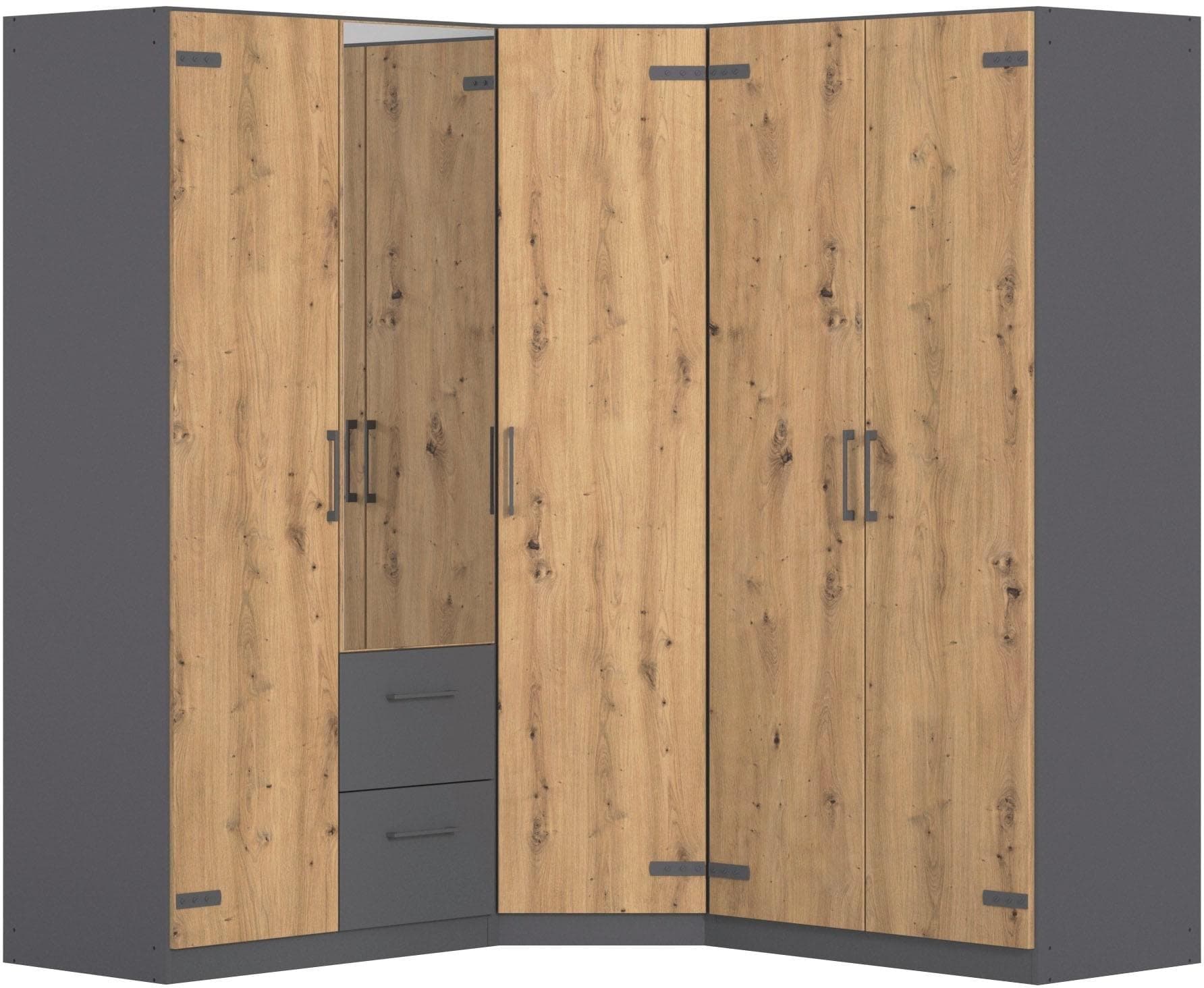 Schrank-Set RAUCH Holmes Industrial Grau Eiche Artisan