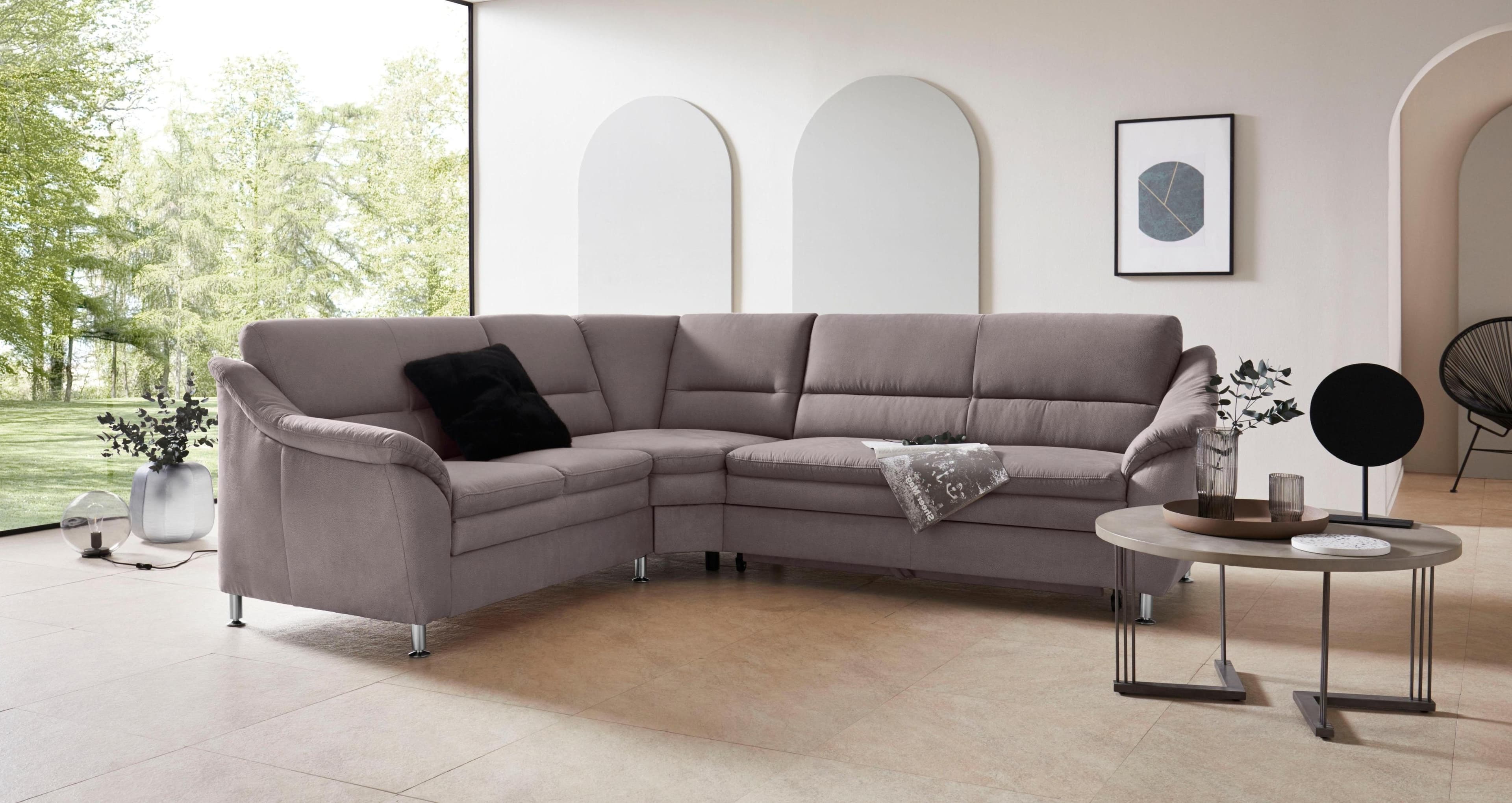 HOME AFFAIRE Cardoso L-Form Ecksofa Grau mit Bettfunktion