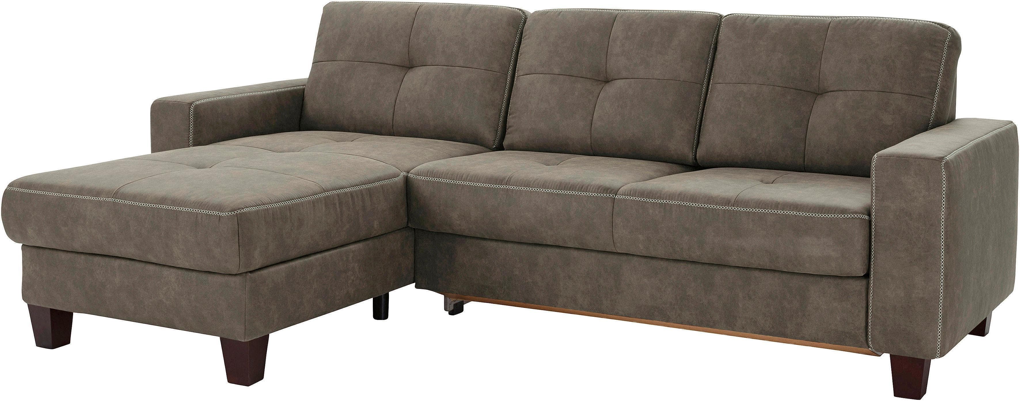 HOME AFFAIRE Ecksofa Varese Taupe Luxus-Microfaser mit Bettkasten