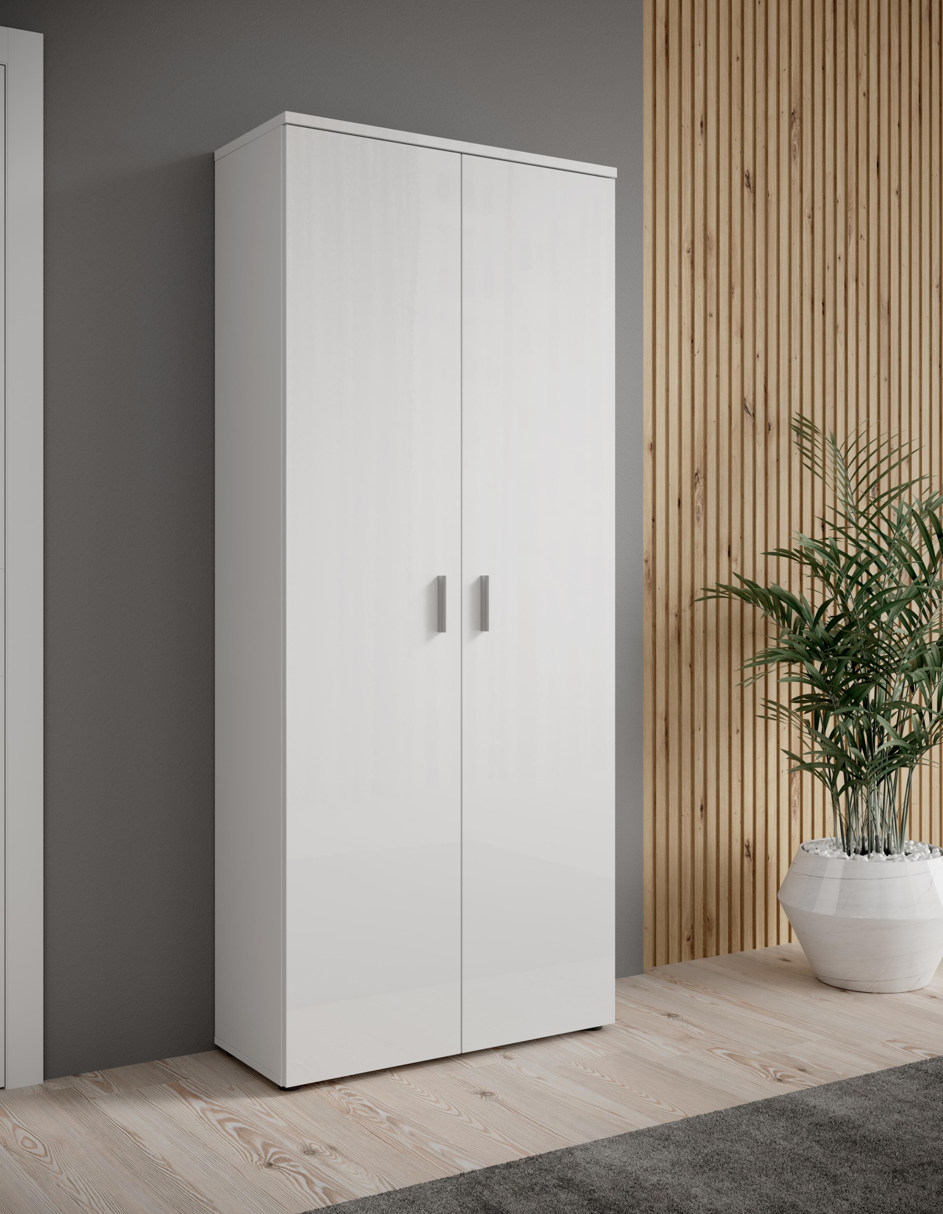 HBZ-MEBLE Schuhschrank Lincoln Weiß Glanz 2 Türen